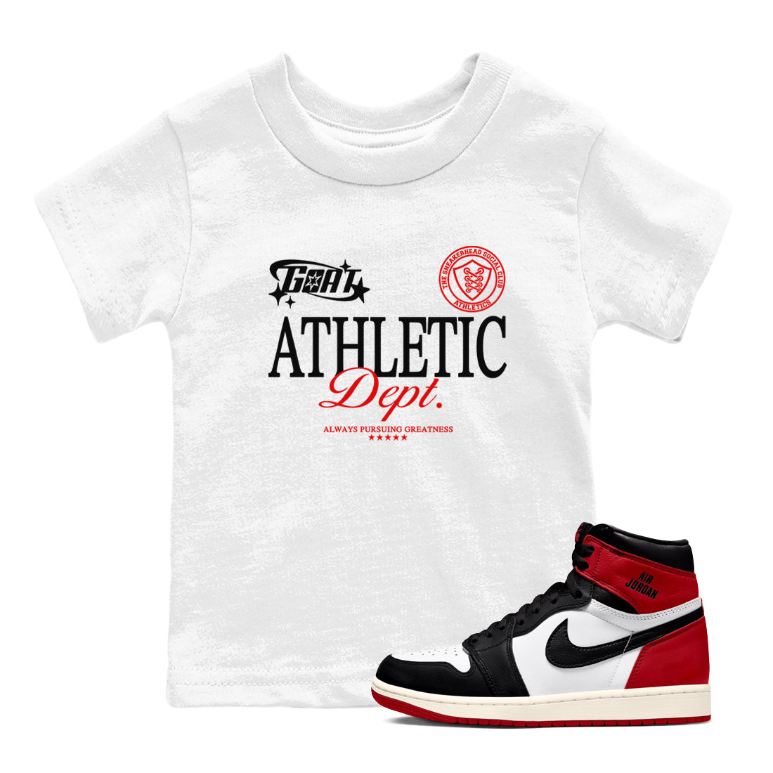 Goat Athletic Dept snkmatch Tees Kids - Air Jordan 1 Black Toe Reimagined