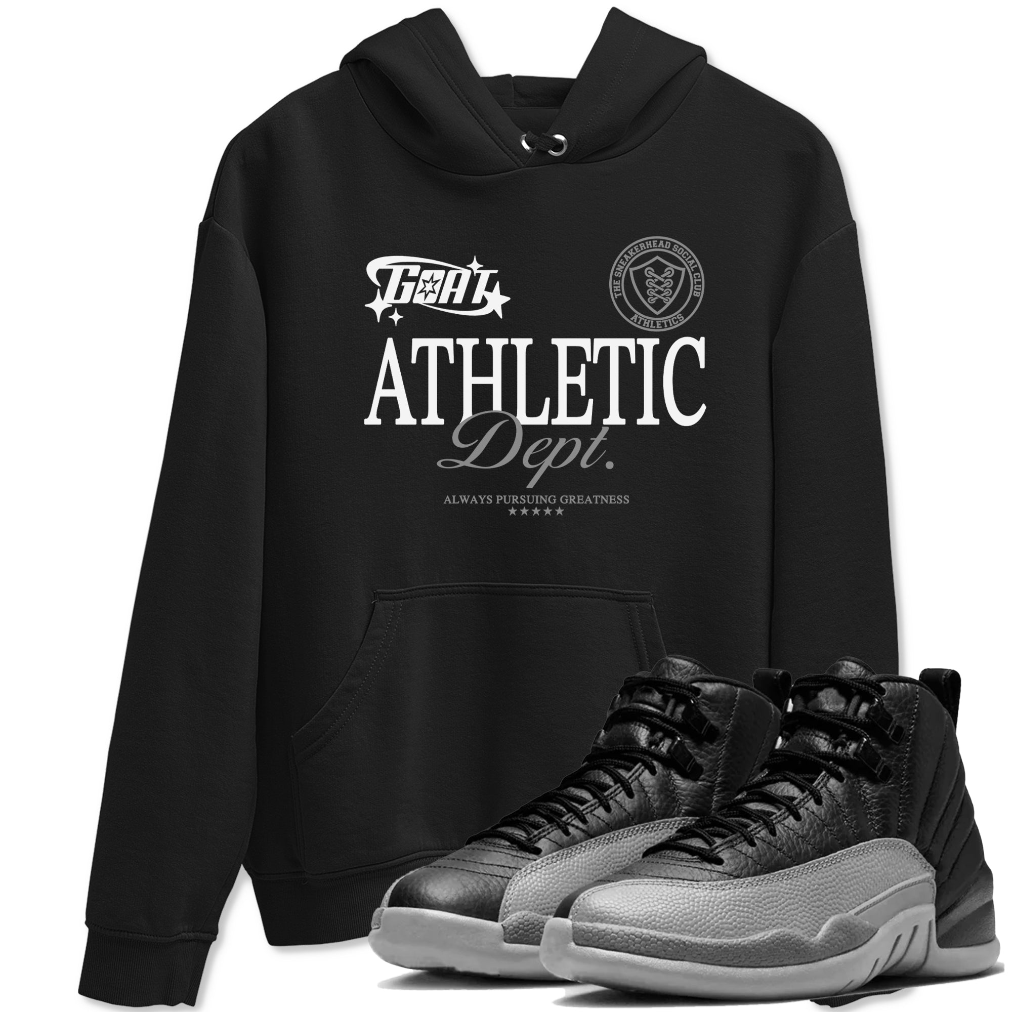 Goat Athletic Dept snkmatch Tees - Air Jordan 12 Black Wolf Grey