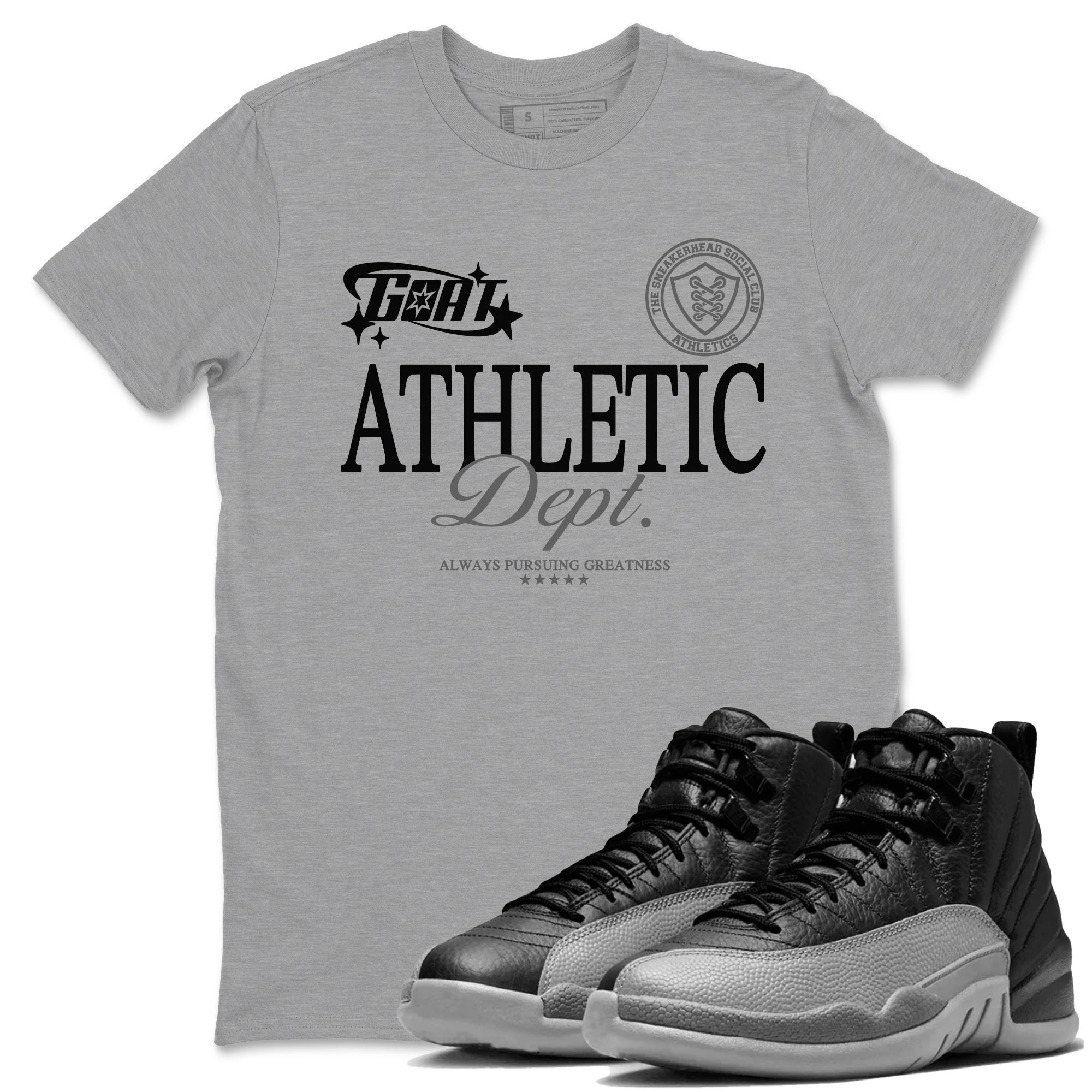 Goat Athletic Dept snkmatch Tees - Air Jordan 12 Black Wolf Grey