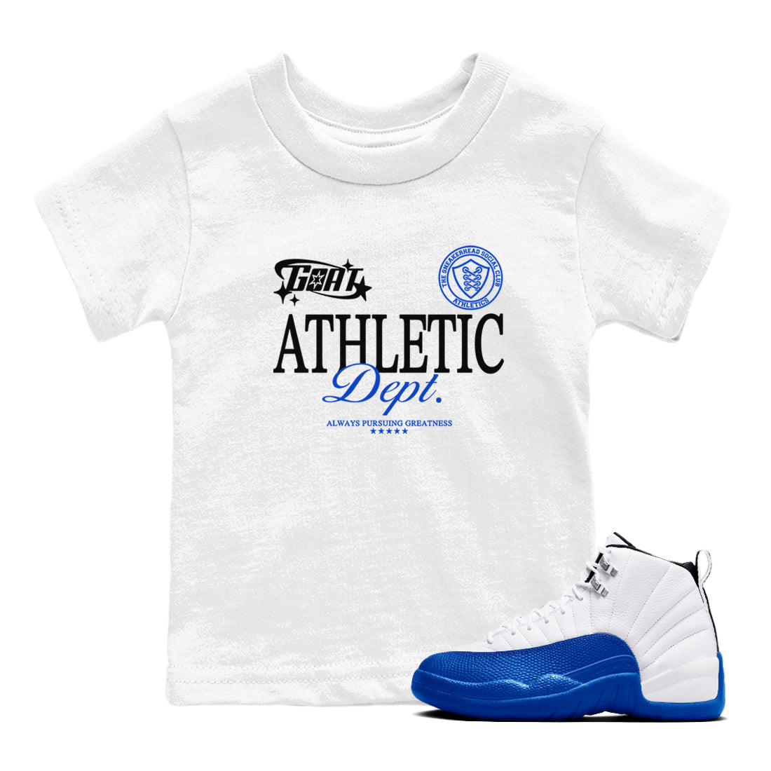 Goat Athletic Dept snkmatch Tees Kids - Air Jordan 12 Blueberry