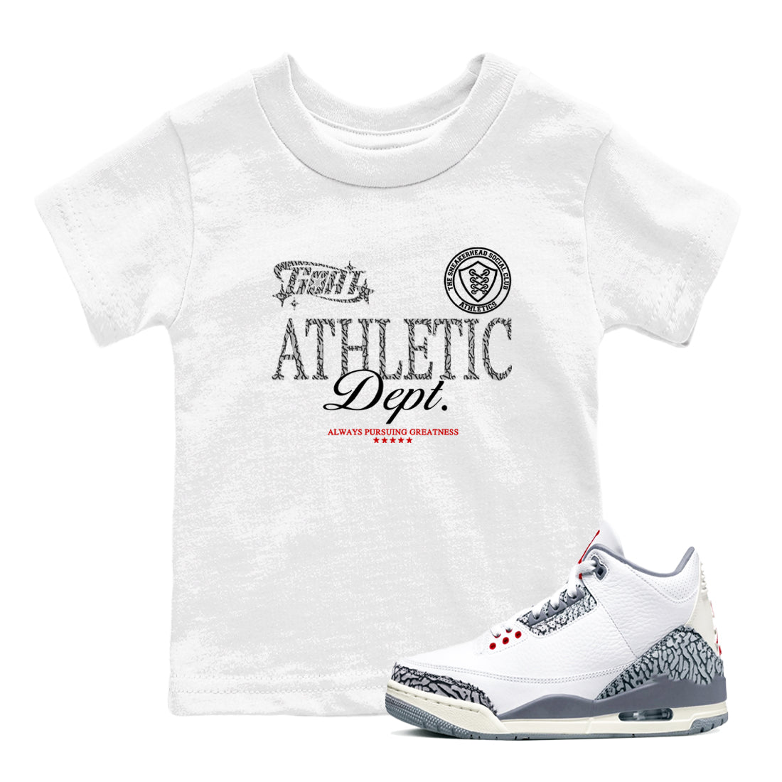 Goat Athletic Dept snkmatch Tees Kids - Air Jordan 3 Cement Grey