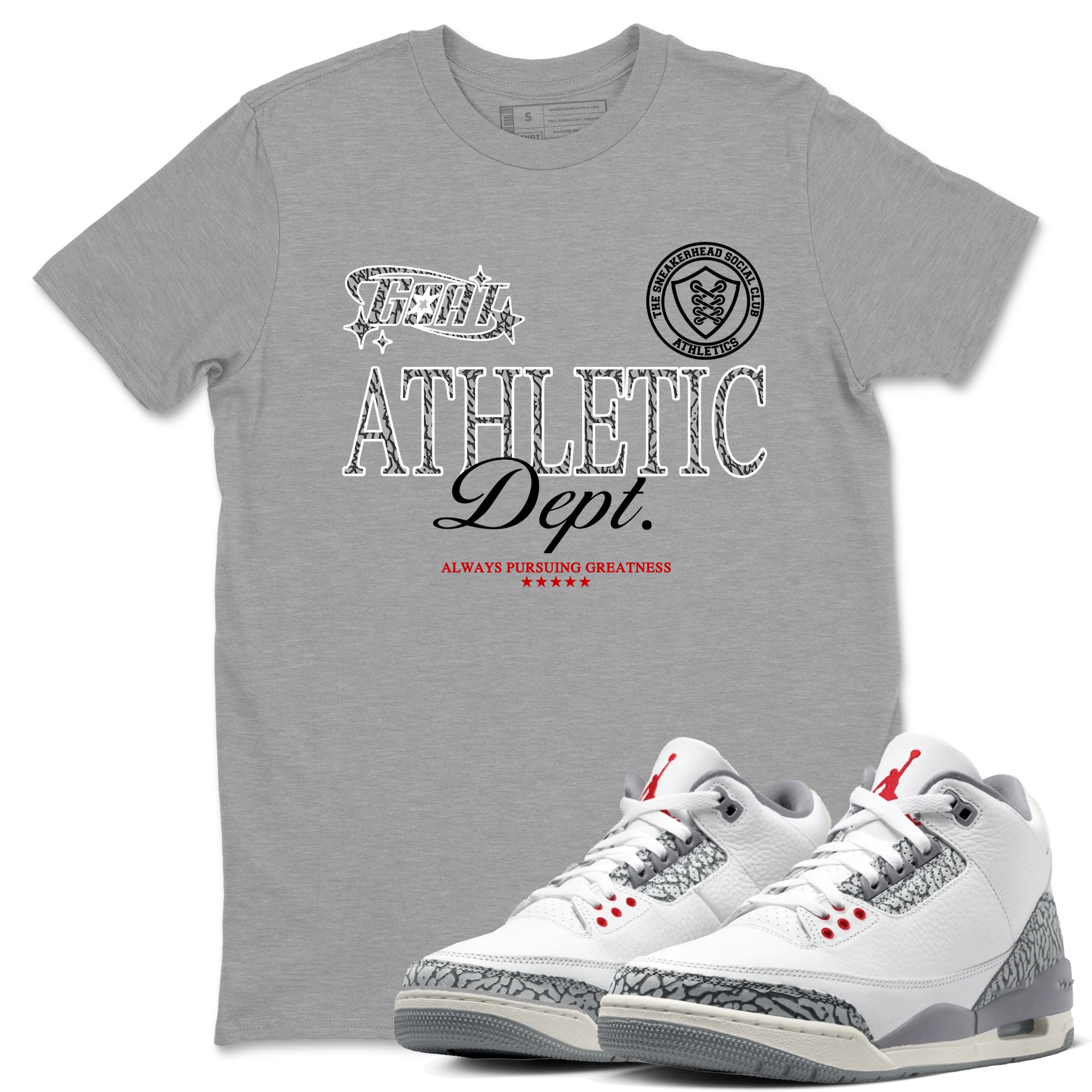 Goat Athletic Dept snkmatch Tees - Air Jordan 3 Cement Grey