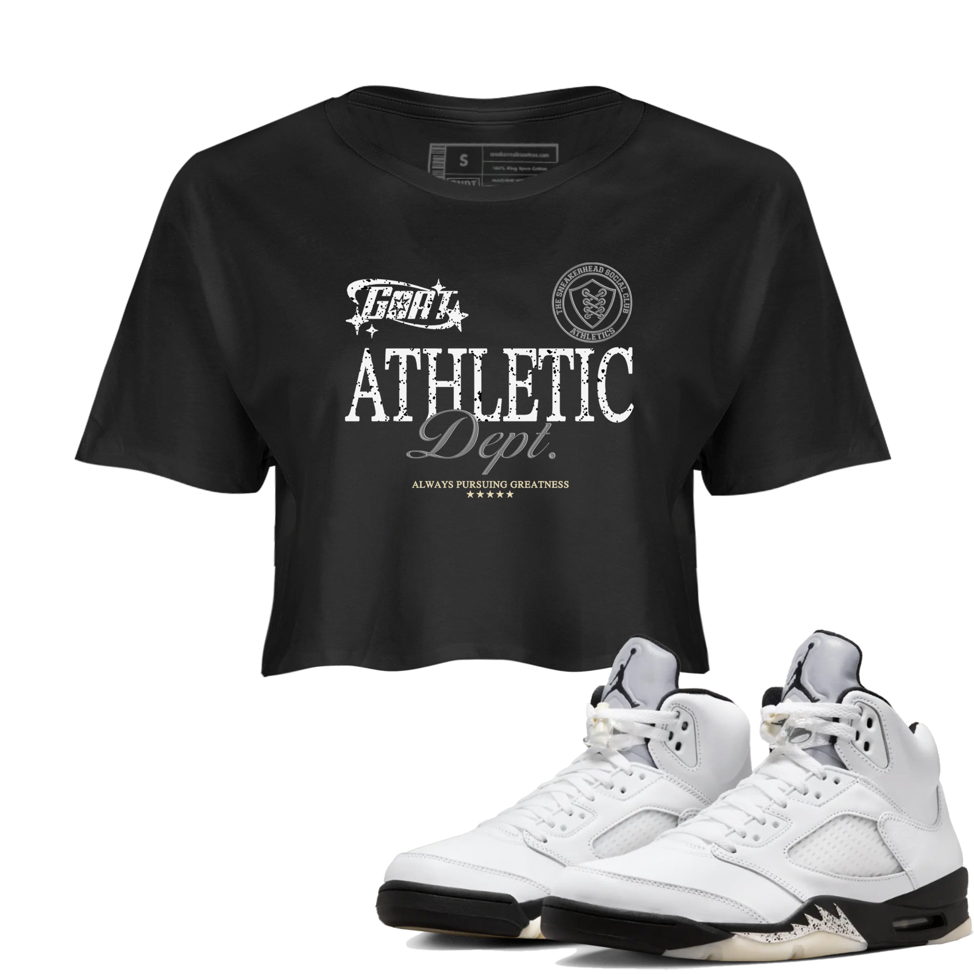 Goat Athletic Dept snkmatch Women's Top - Air Jordan 5 White Black