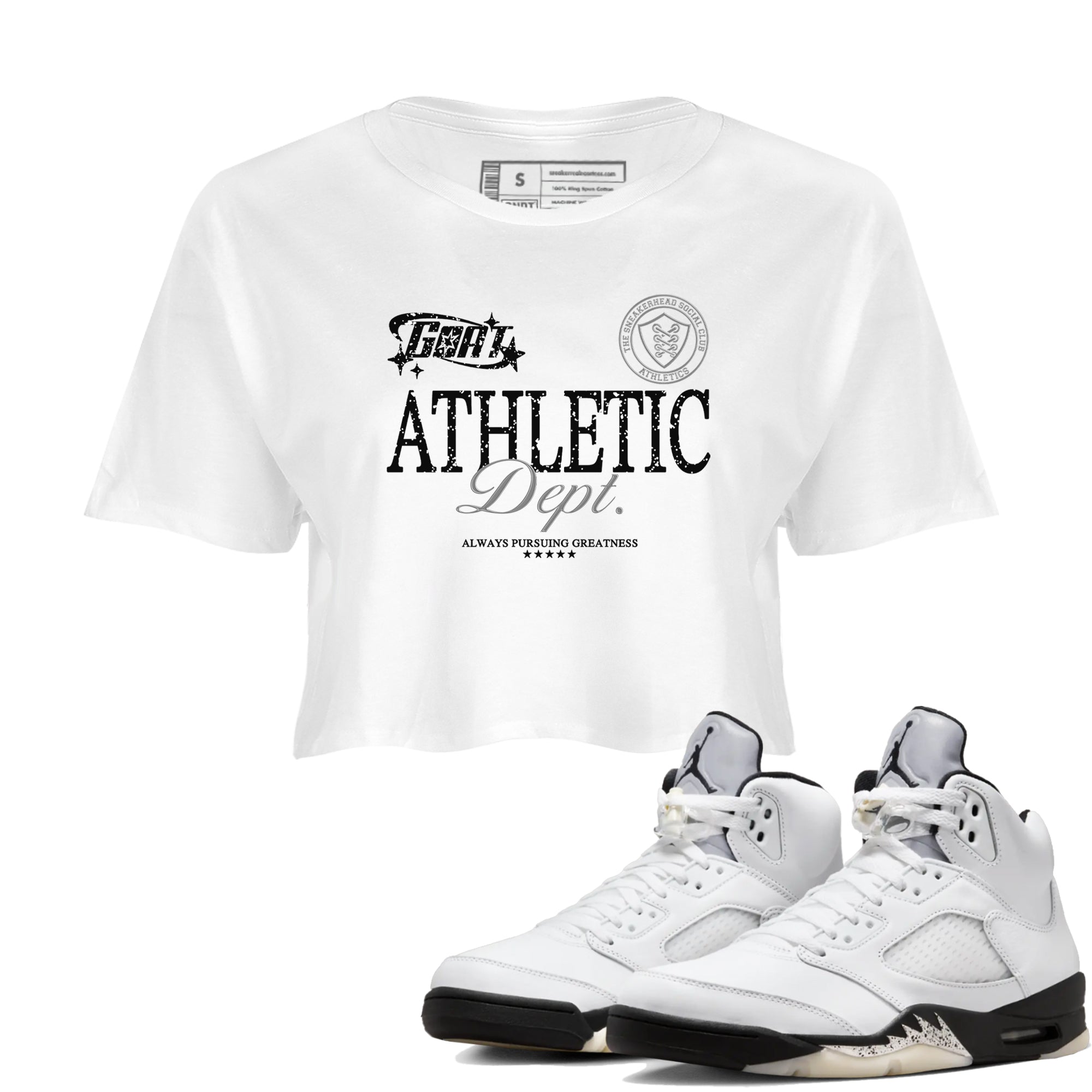 Goat Athletic Dept snkmatch Women's Top - Air Jordan 5 White Black