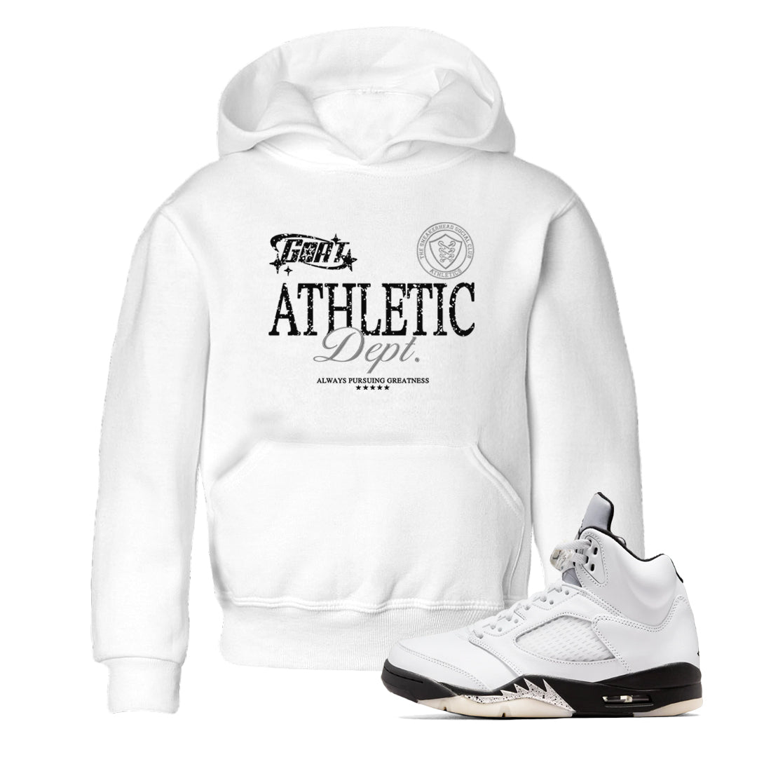 Goat Athletic Dept snkmatch Tees Kids - Air Jordan 5 White Black