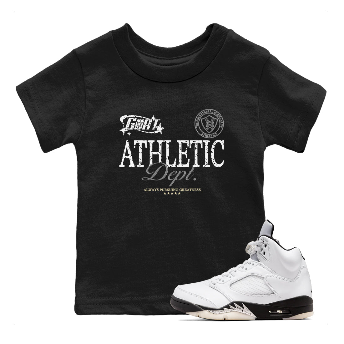 Goat Athletic Dept snkmatch Tees Kids - Air Jordan 5 White Black