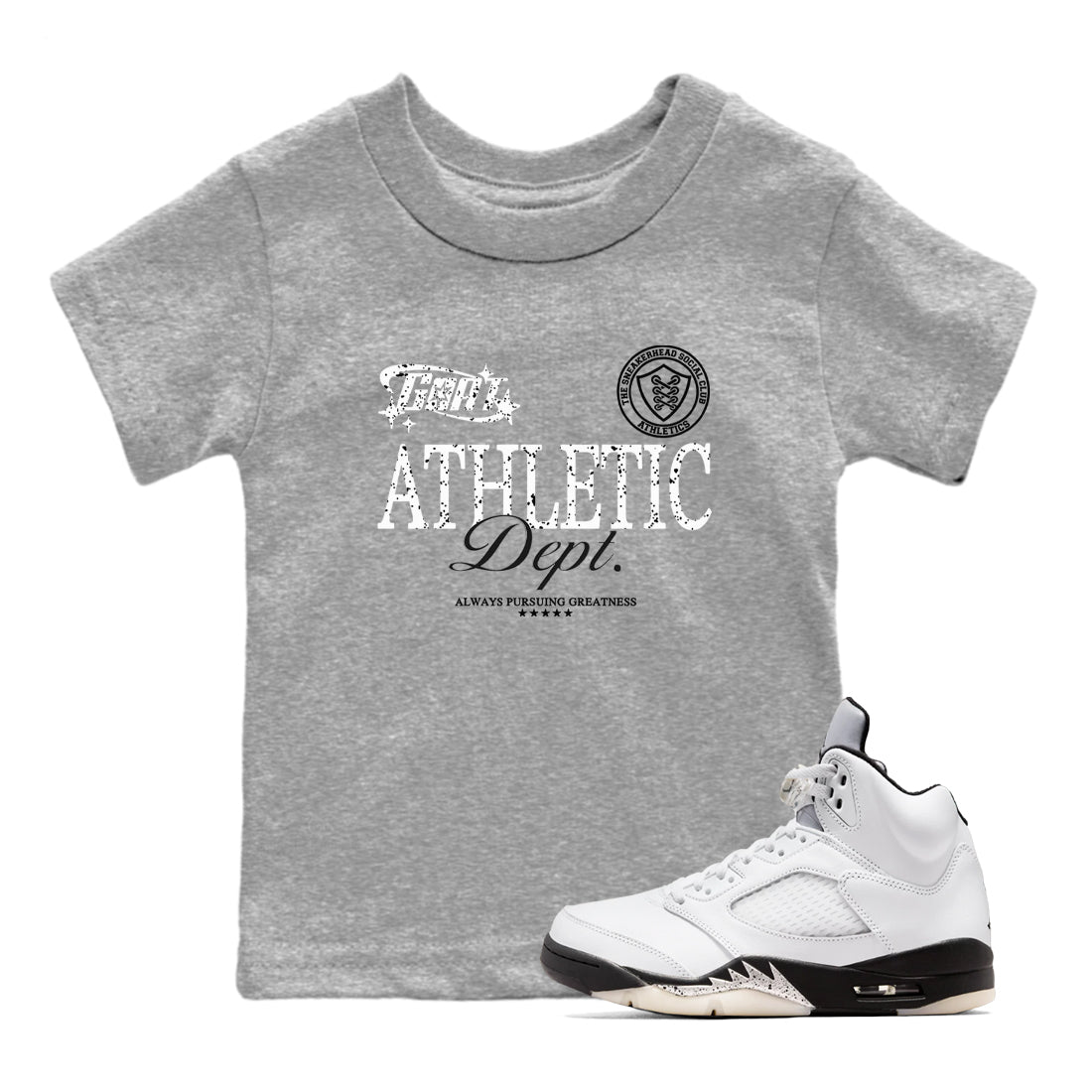 Goat Athletic Dept snkmatch Tees Kids - Air Jordan 5 White Black
