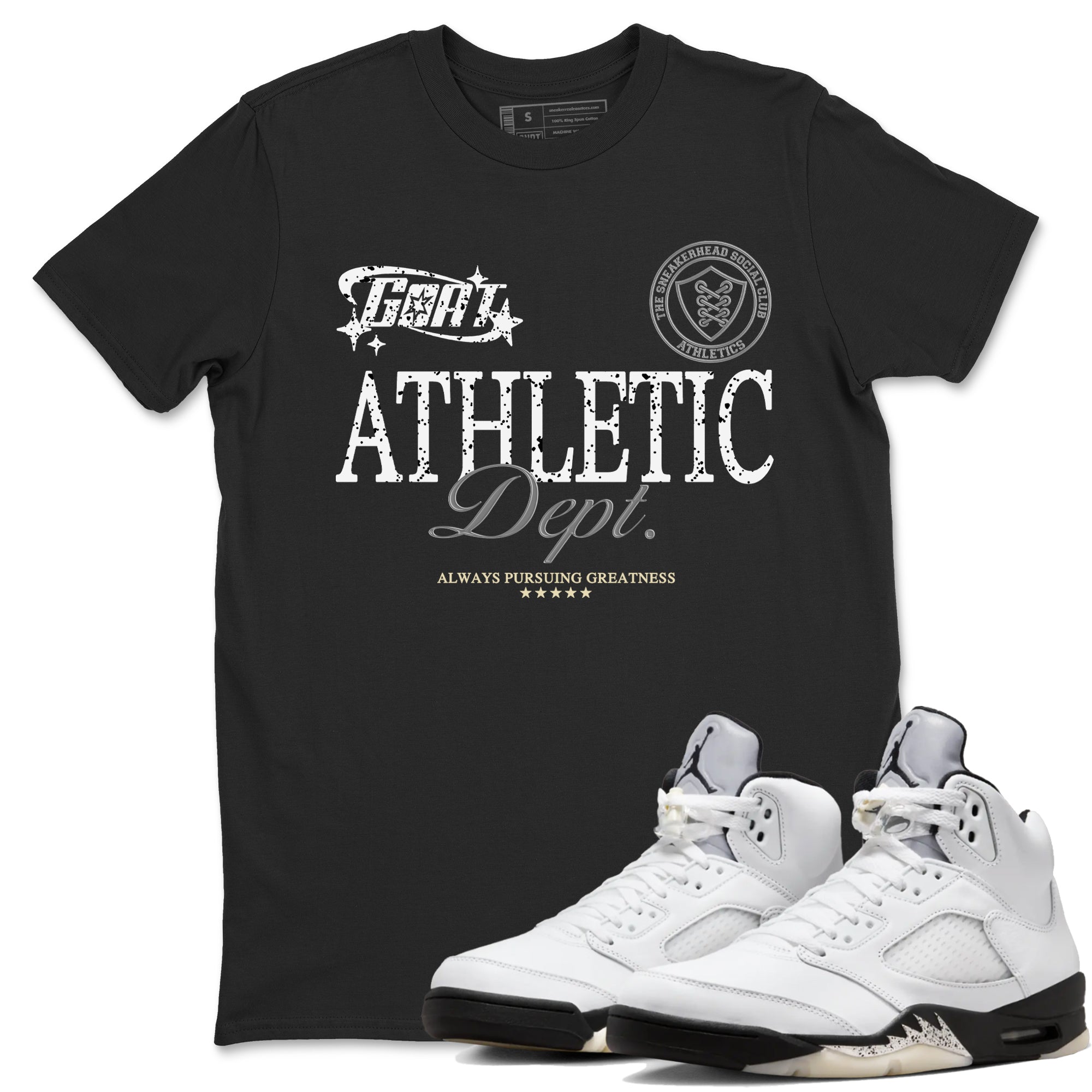 Goat Athletic Dept snkmatch Tees - Air Jordan 5 White Black