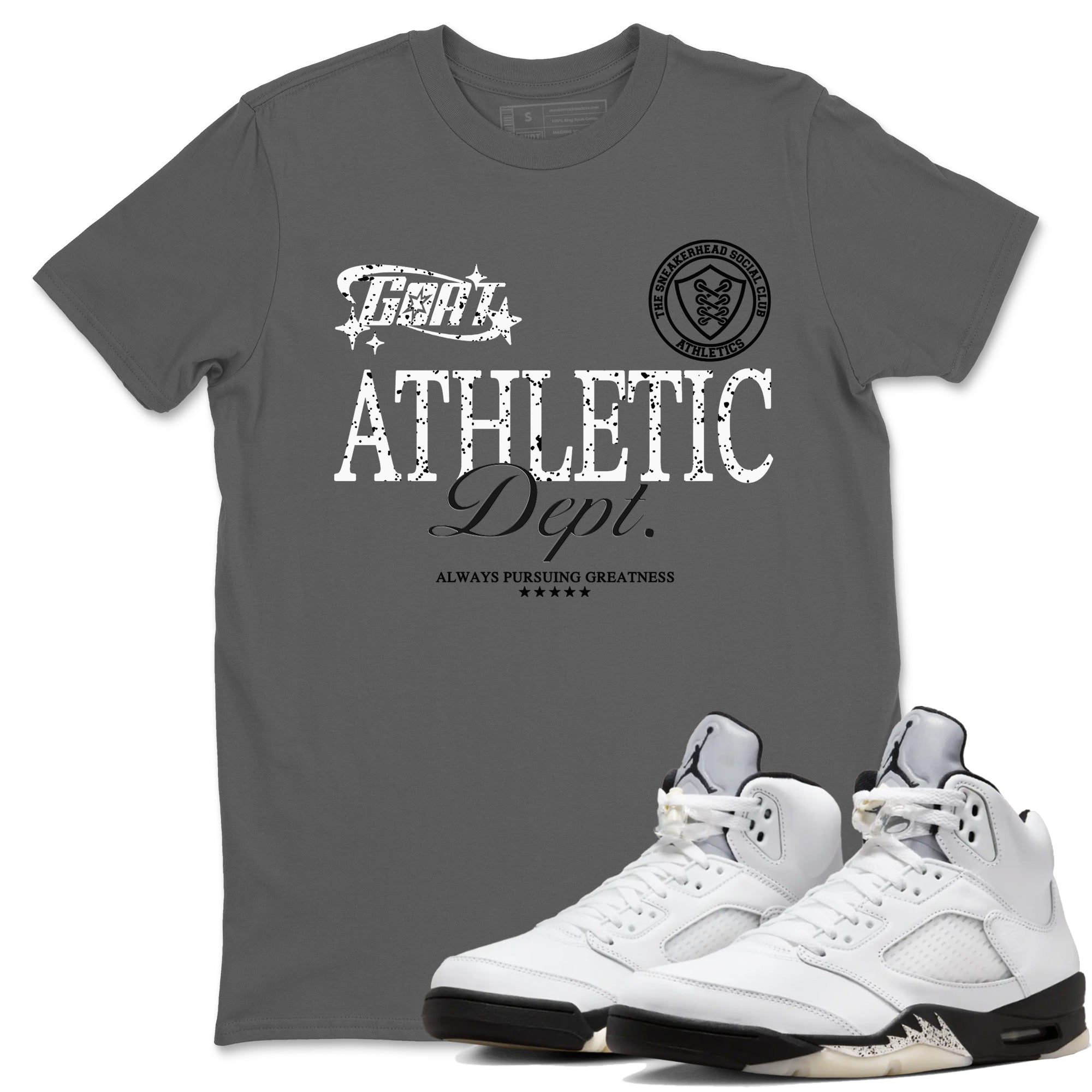 Goat Athletic Dept snkmatch Tees - Air Jordan 5 White Black