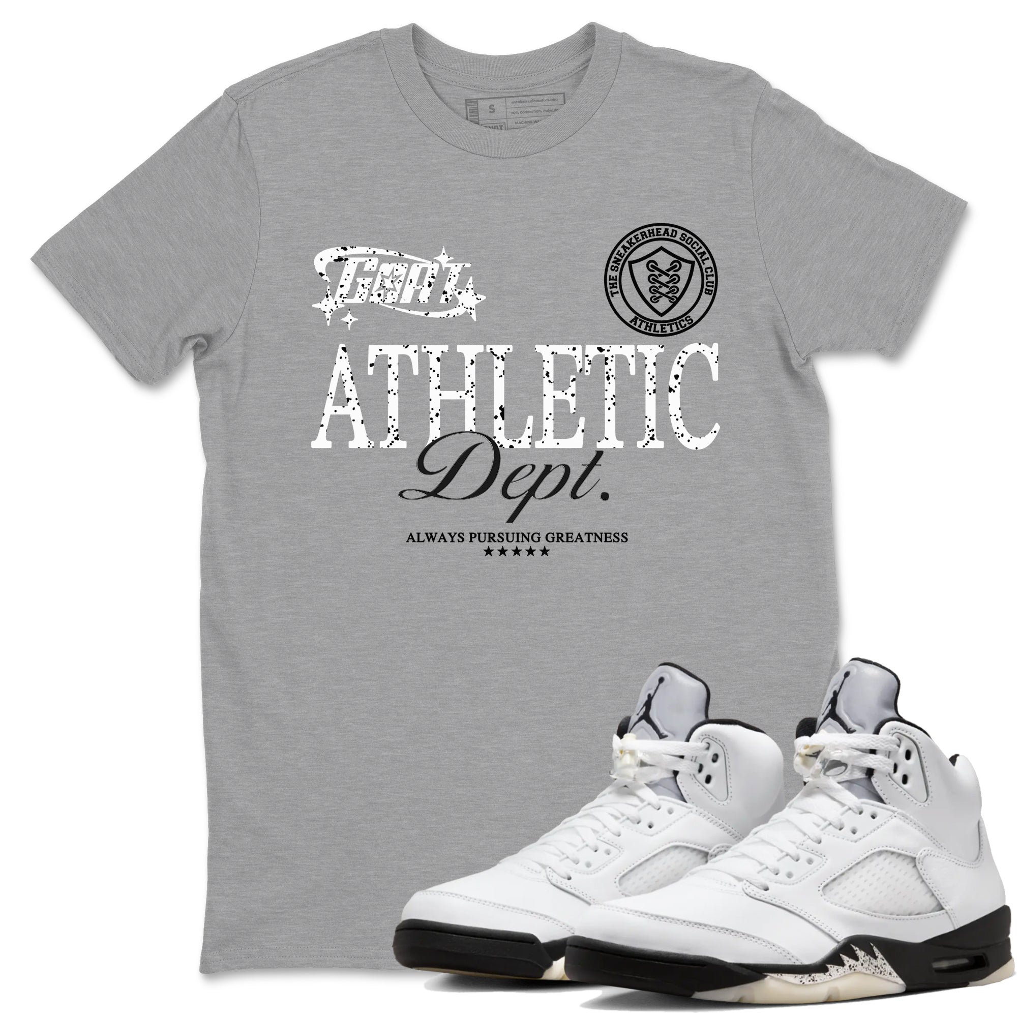 Goat Athletic Dept snkmatch Tees - Air Jordan 5 White Black