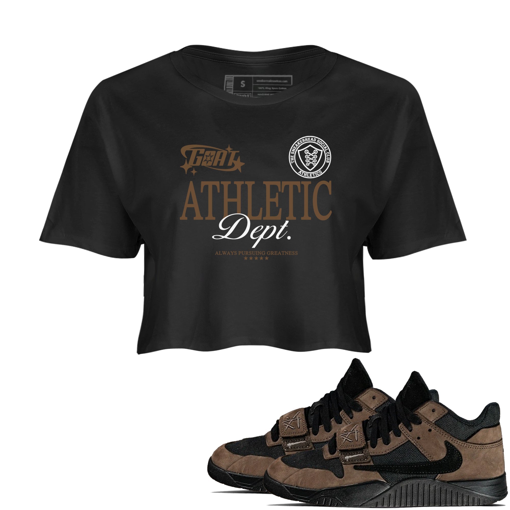 Goat Athletic Dept snkmatch Women's Top - Jordan Jumpman Jack Travis Scott Dark Mocha