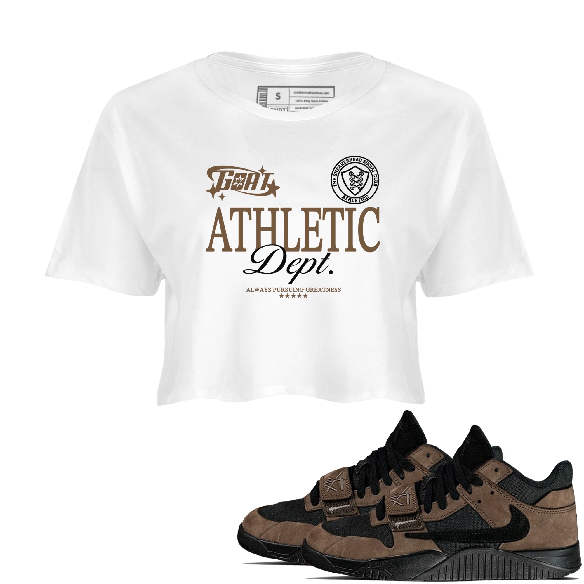 Goat Athletic Dept snkmatch Women's Top - Jordan Jumpman Jack Travis Scott Dark Mocha