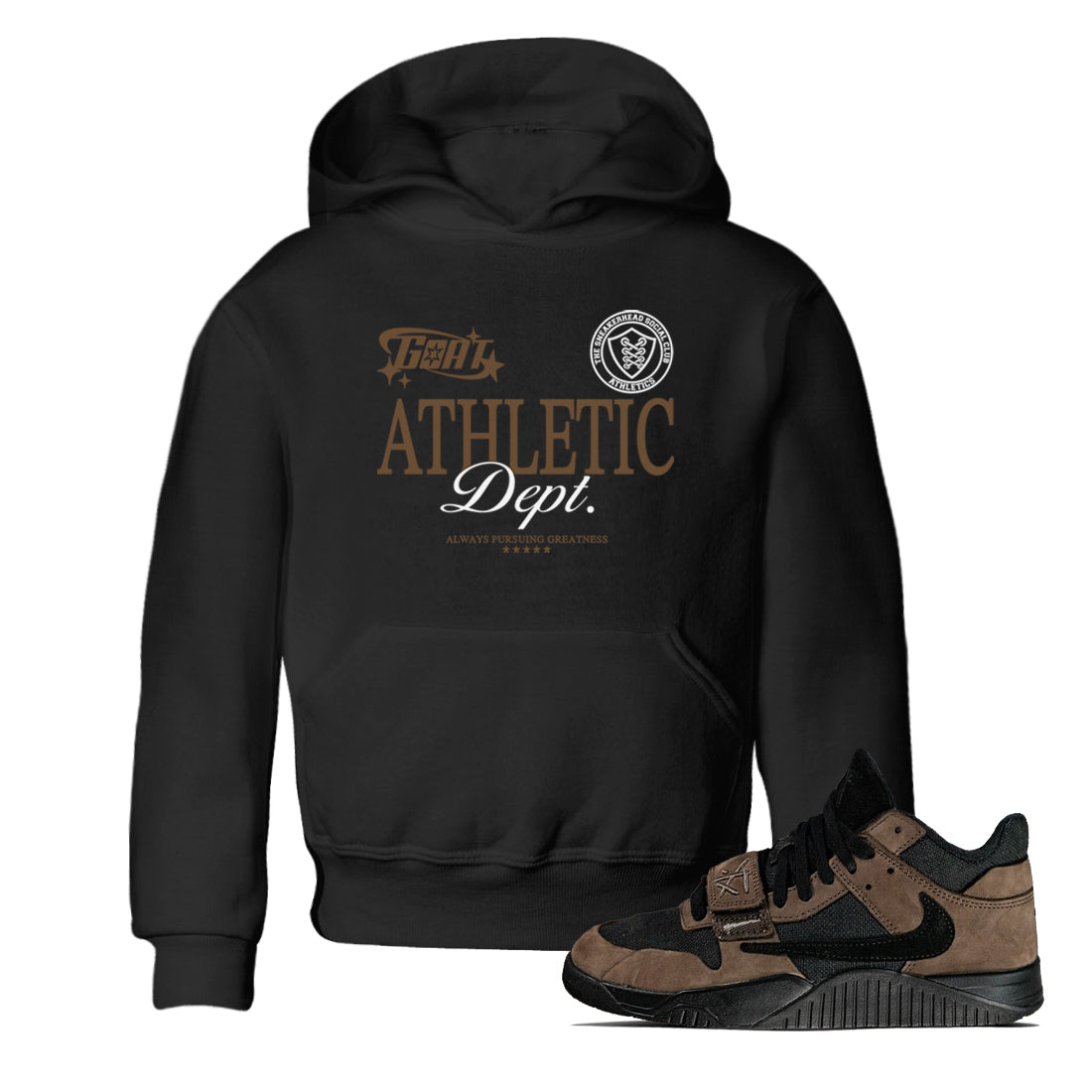 Goat Athletic Dept snkmatch Tees Kids - Jordan Jumpman Jack Travis Scott Dark Mocha