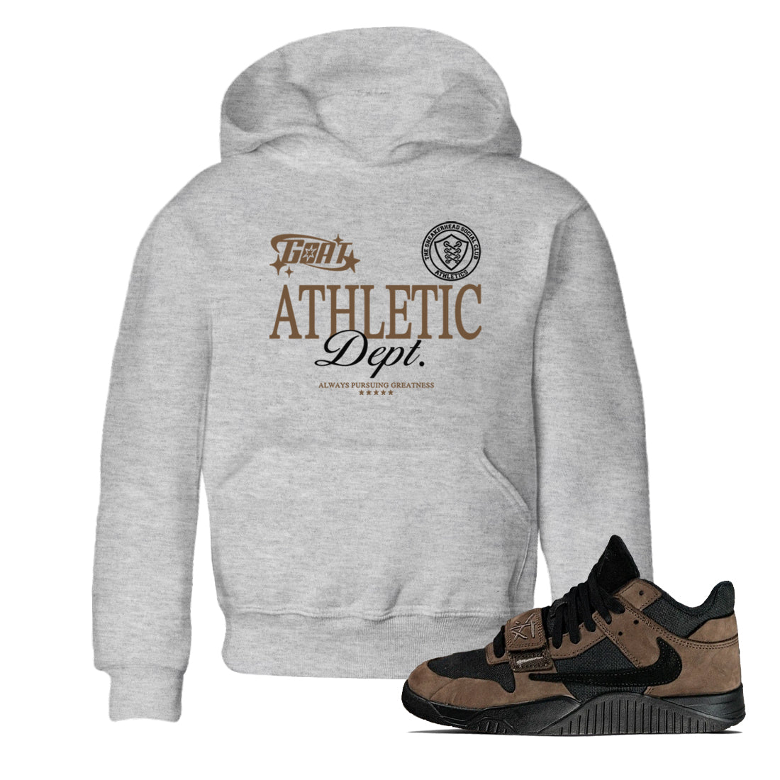 Goat Athletic Dept snkmatch Tees Kids - Jordan Jumpman Jack Travis Scott Dark Mocha