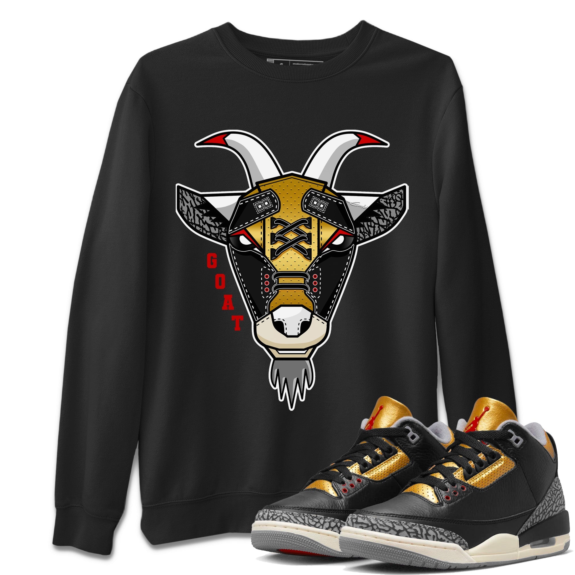 Goat Face Unisex Tops - Air Jordan 3 Black Gold