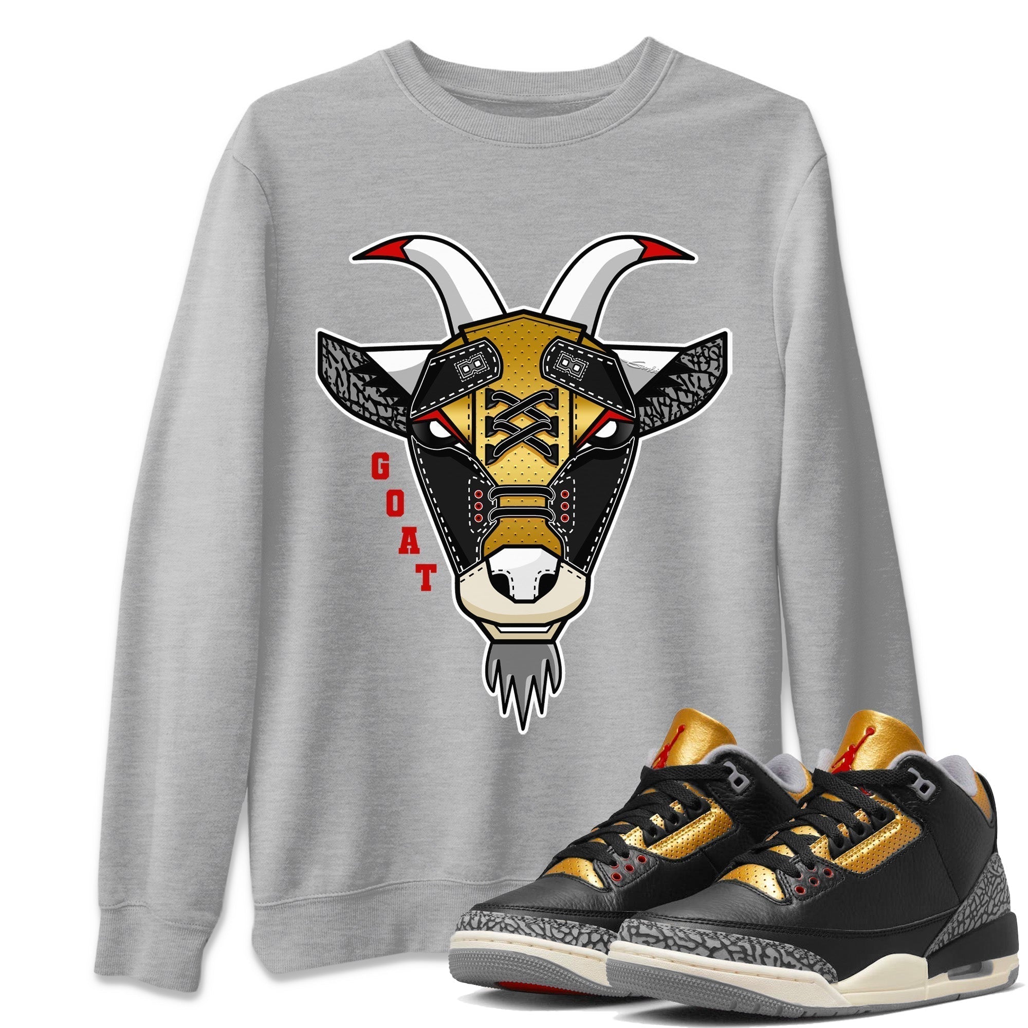 Goat Face Unisex Tops - Air Jordan 3 Black Gold