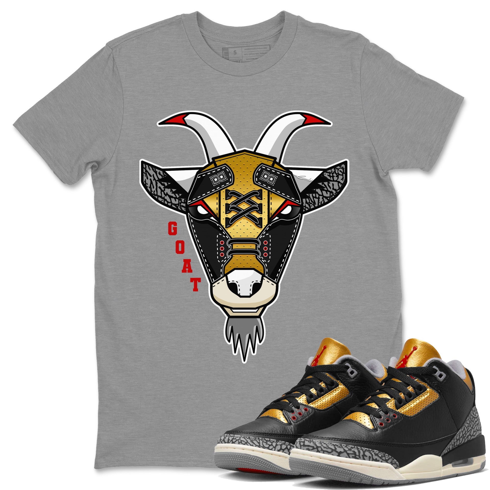 Goat Face Unisex Tops - Air Jordan 3 Black Gold