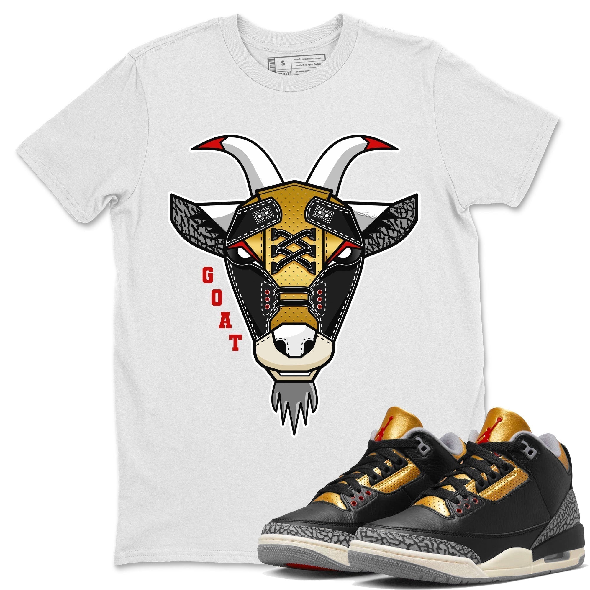 Goat Face Unisex Tops - Air Jordan 3 Black Gold