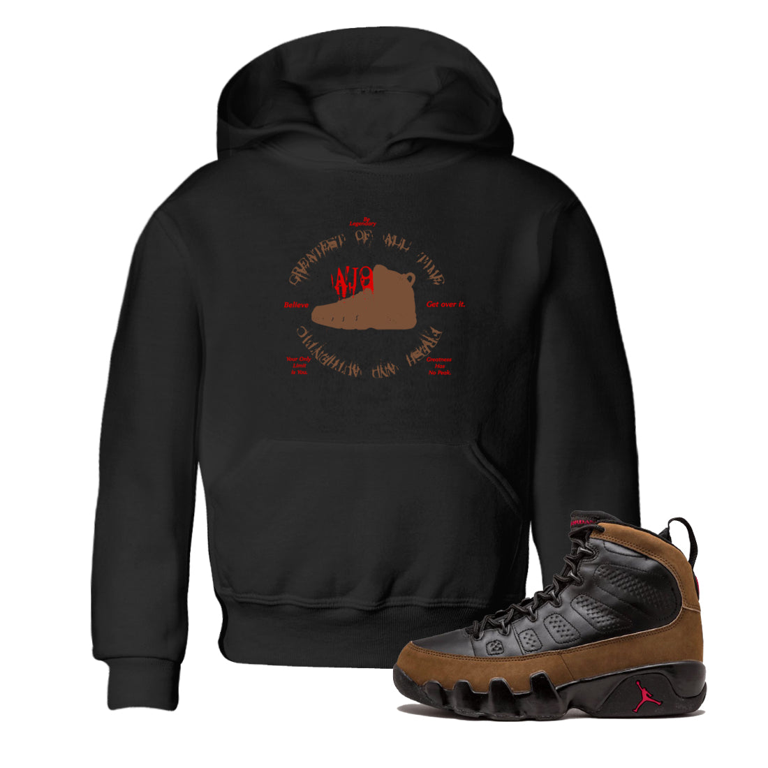 Goat Kick snkmatch Tees Kids - Air Jordan 9 Olive
