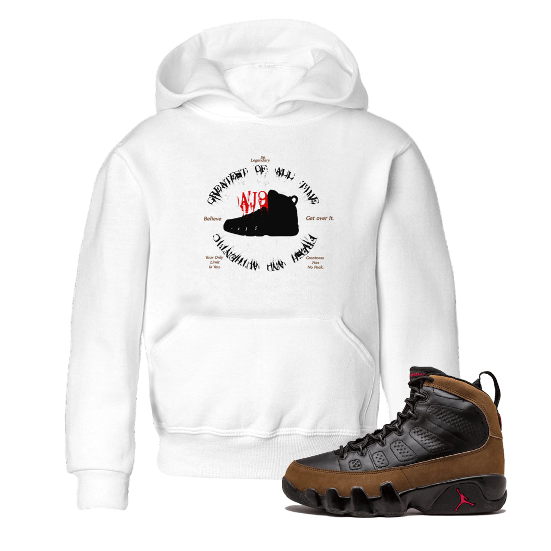 Goat Kick snkmatch Tees Kids - Air Jordan 9 Olive