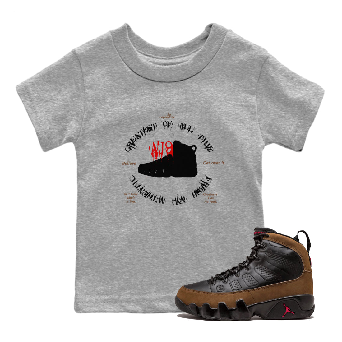 Goat Kick snkmatch Tees Kids - Air Jordan 9 Olive