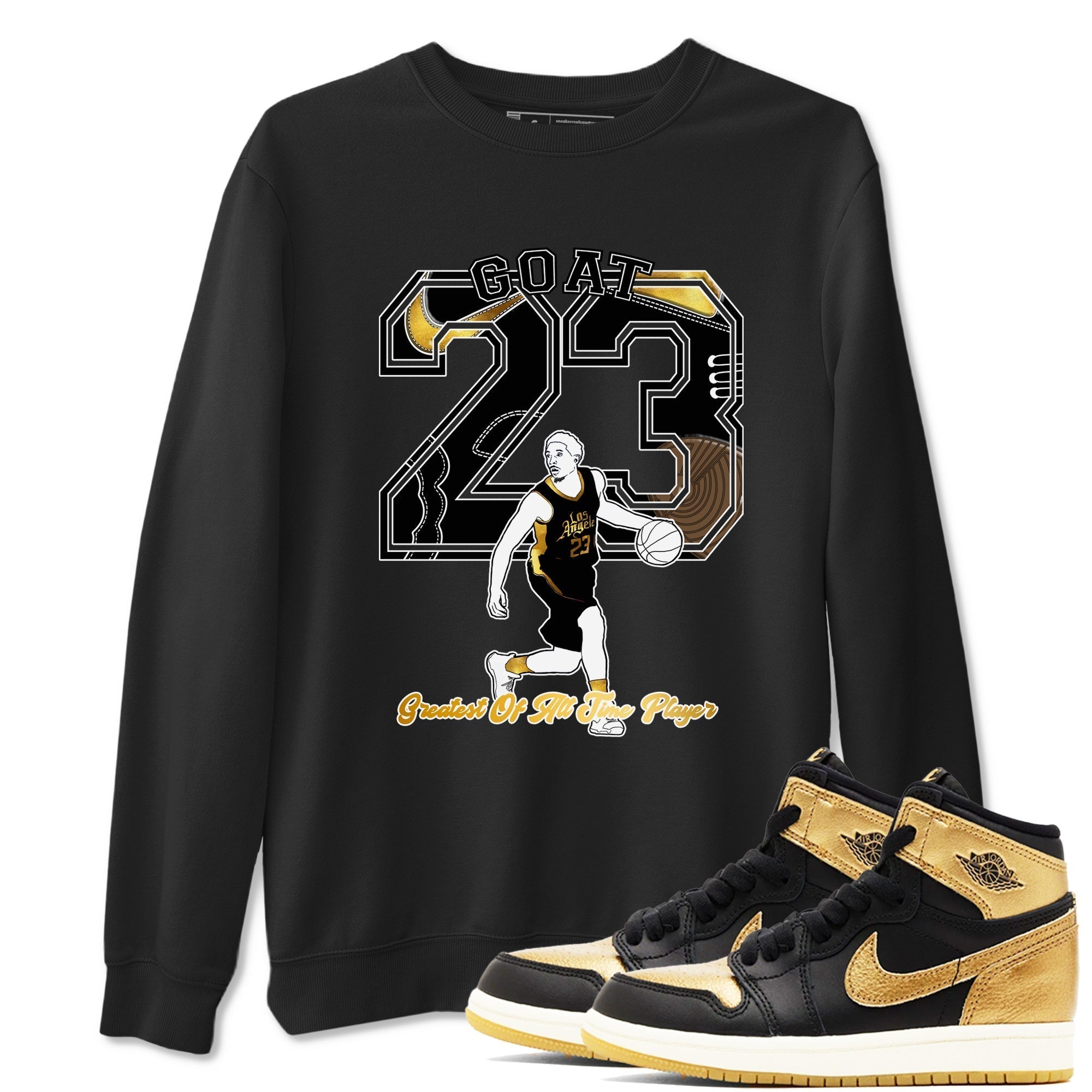Goat Player snkmatch Tees - Air Jordan 1 Black Metallic Gold