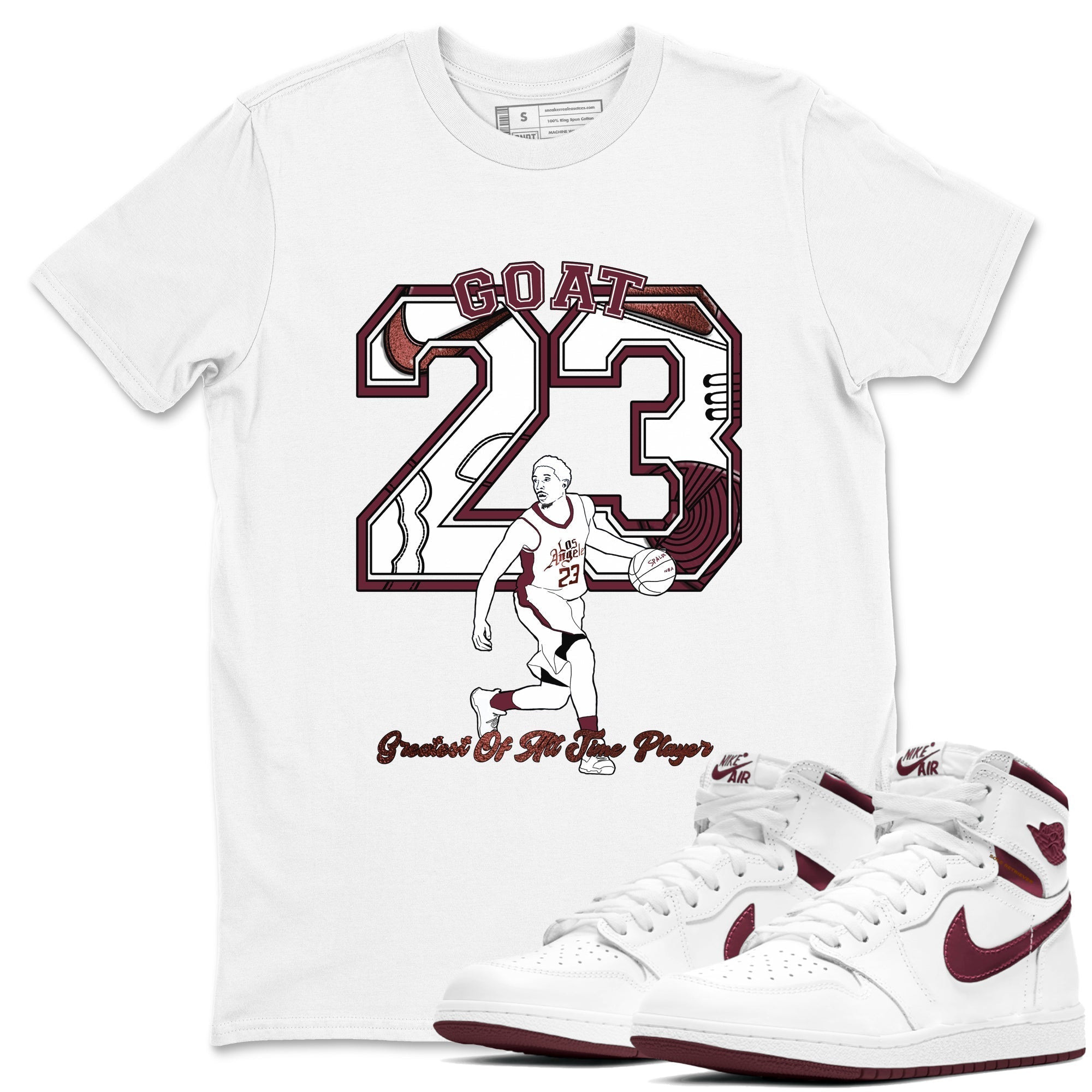 Goat Player snkmatch Tees - Air Jordan 1 Metallic Burgundy