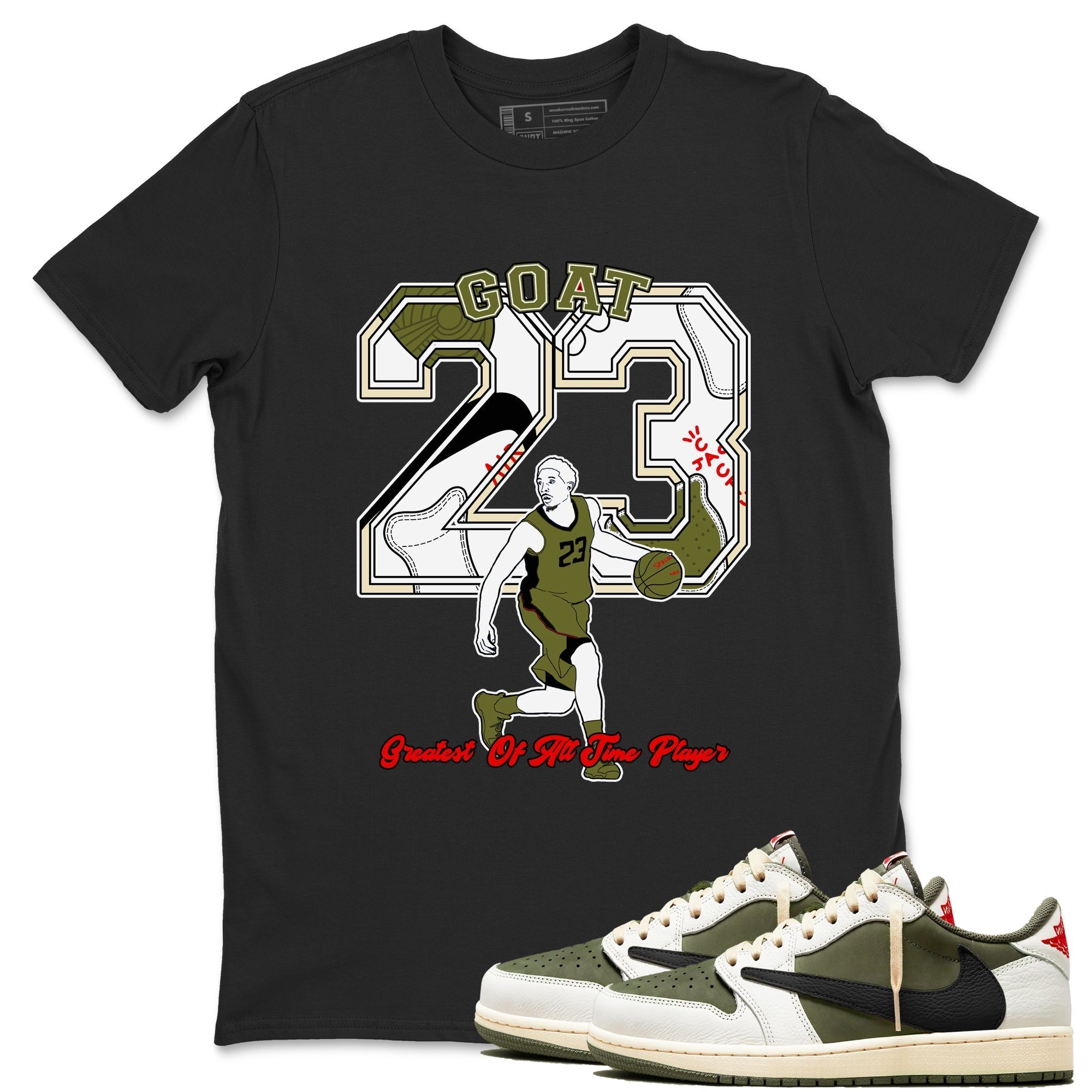 Goat Player snkmatch Tees - Air Jordan 1 Travis Scott Medium Olive