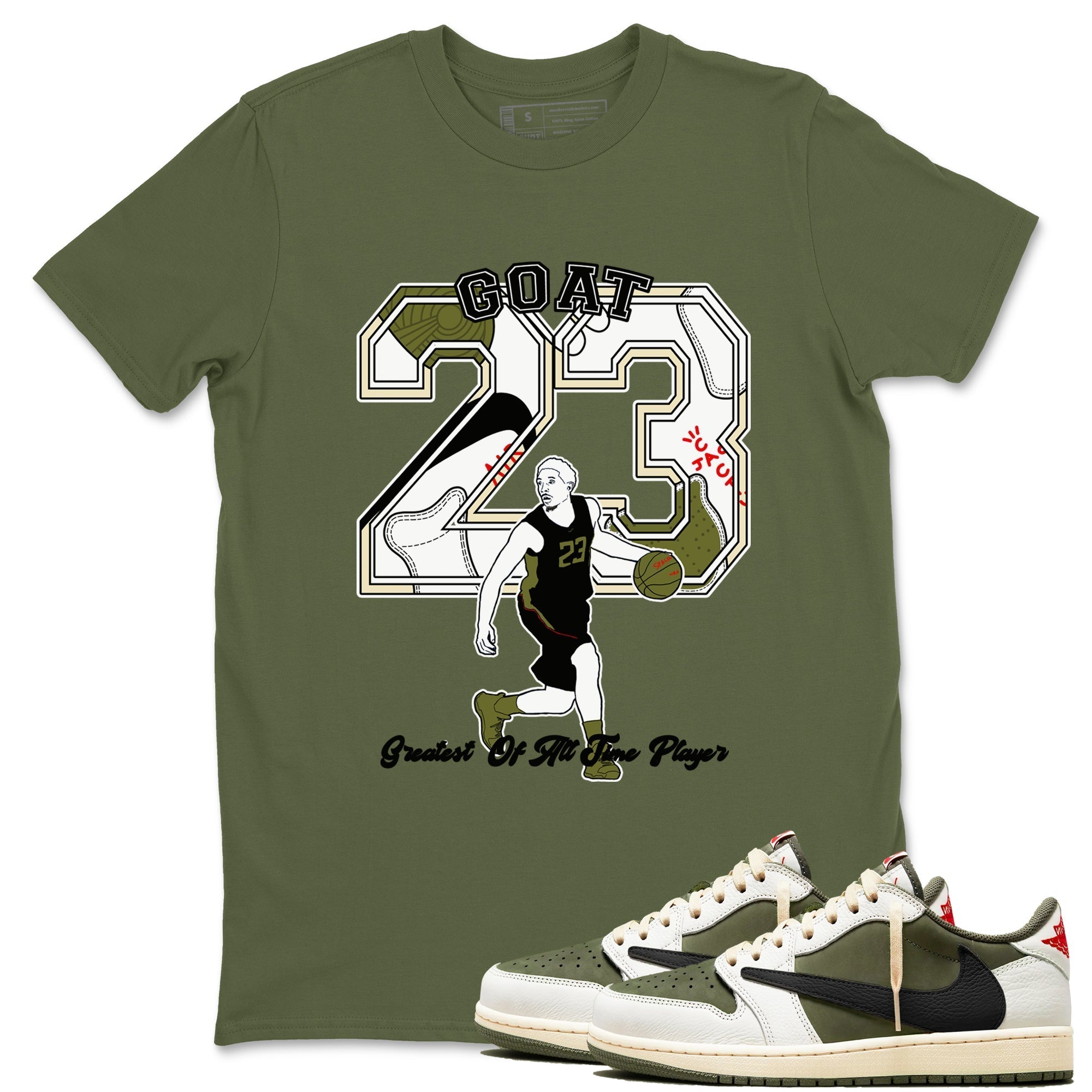 Goat Player snkmatch Tees - Air Jordan 1 Travis Scott Medium Olive