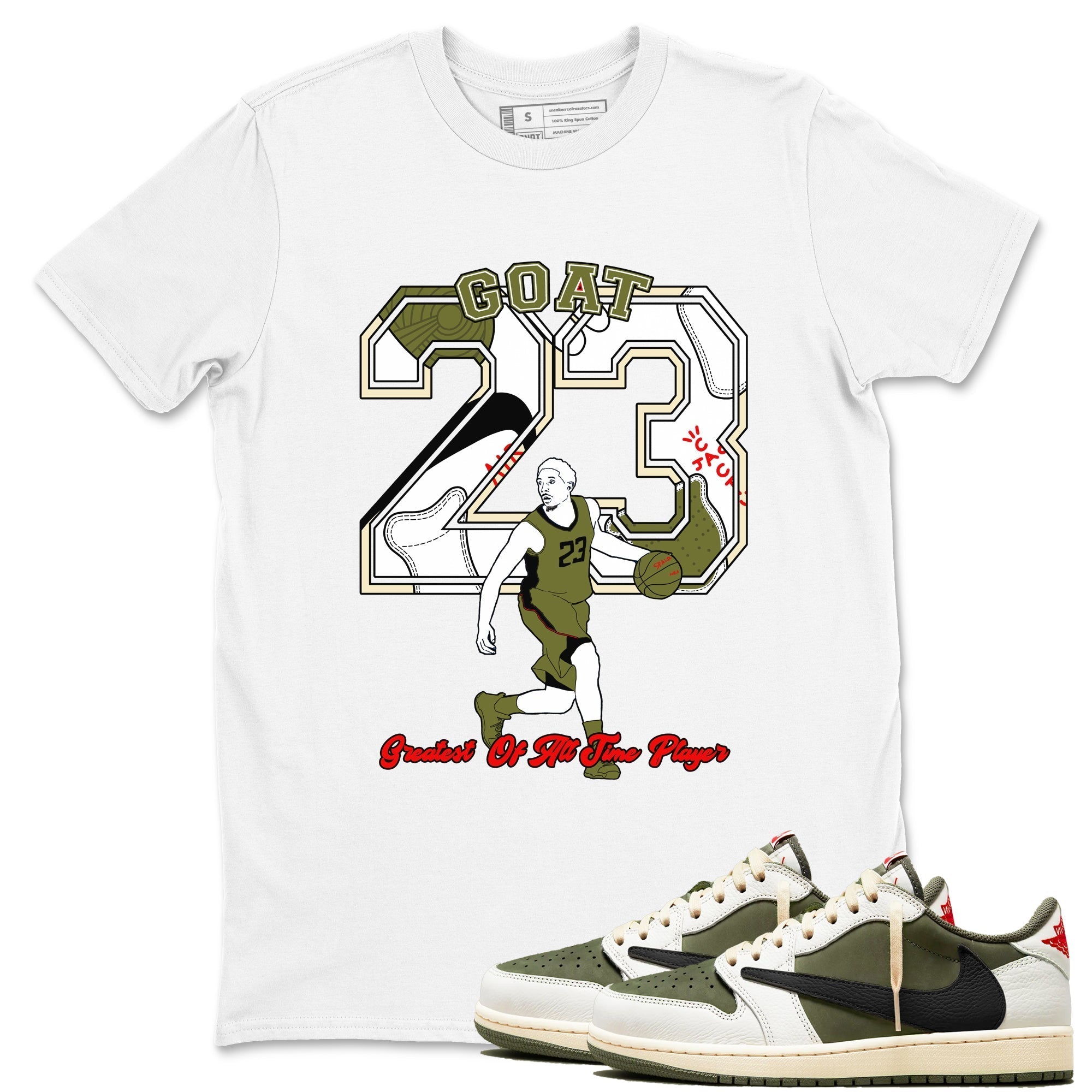 Goat Player snkmatch Tees - Air Jordan 1 Travis Scott Medium Olive