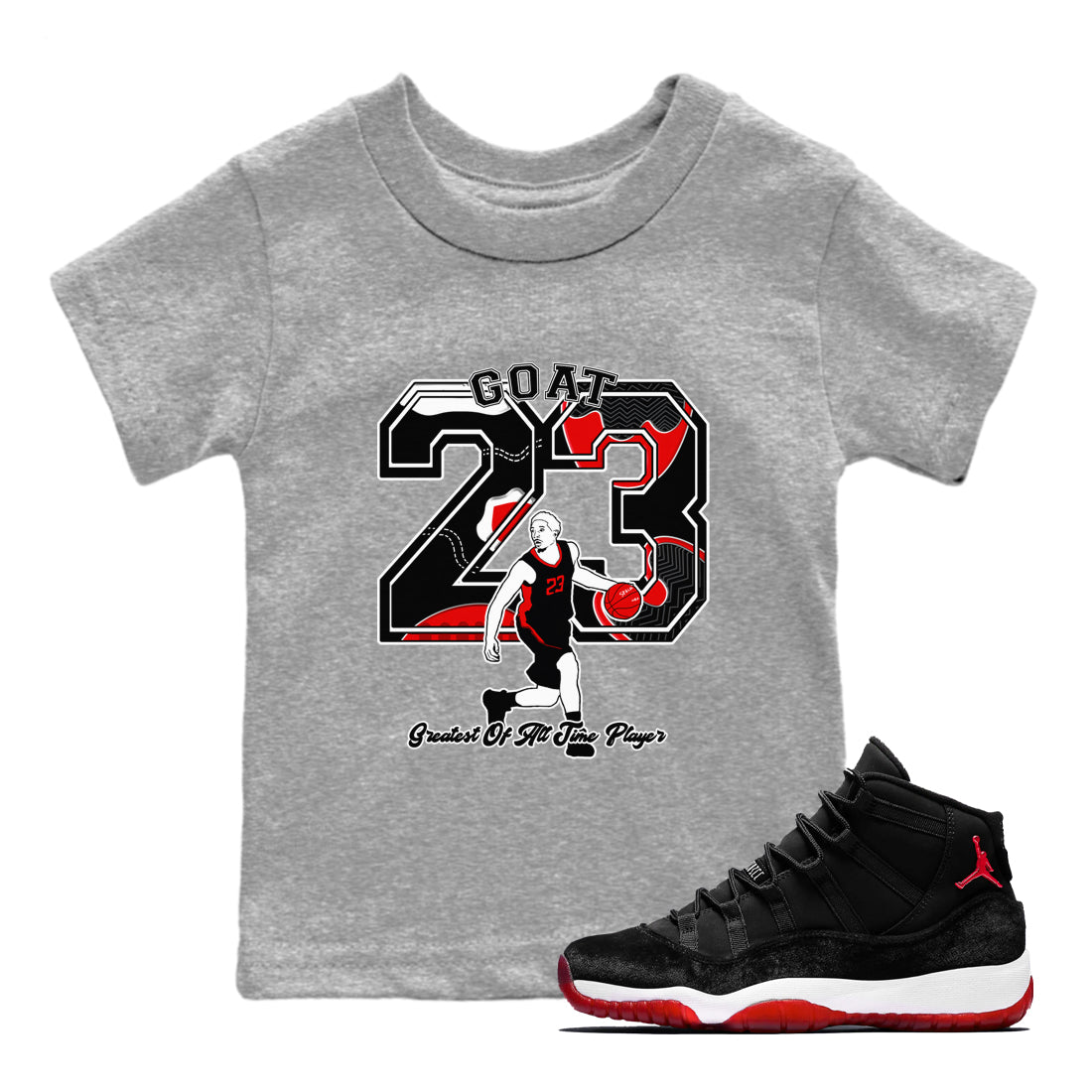 Goat Player snkmatch Tees Kids - Air Jordan 11 Bred Velvet