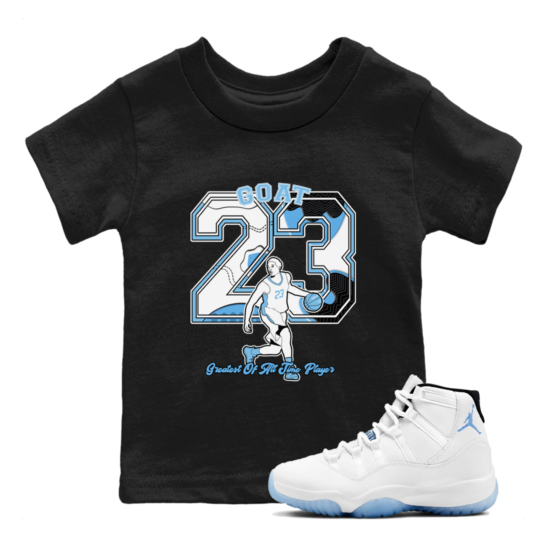 Goat Player snkmatch Tees Kids - Air Jordan 11 Legend Blue