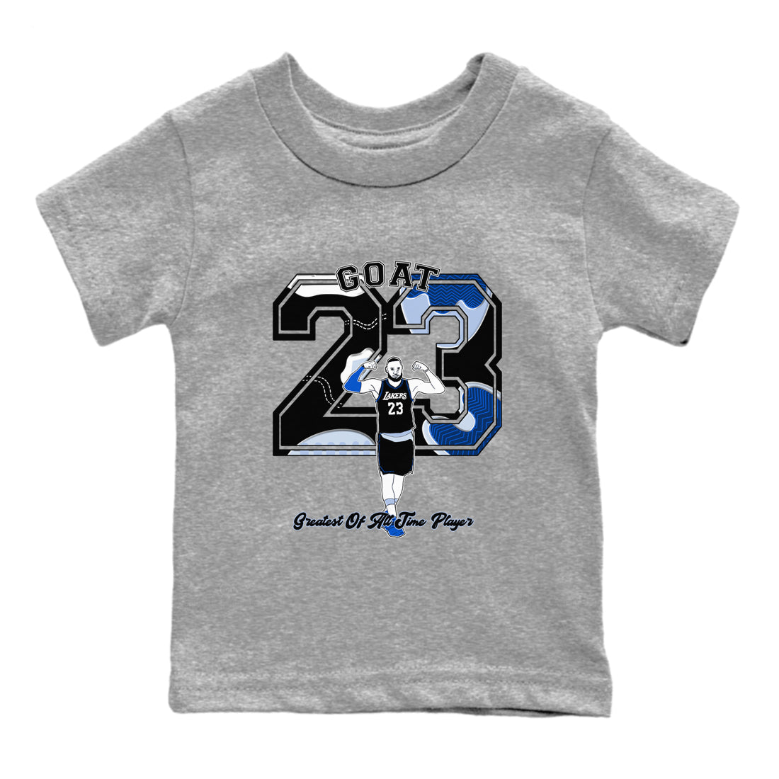 Goat Player snkmatch Tees Kids - Air Jordan 11 Black and Varsity Royal