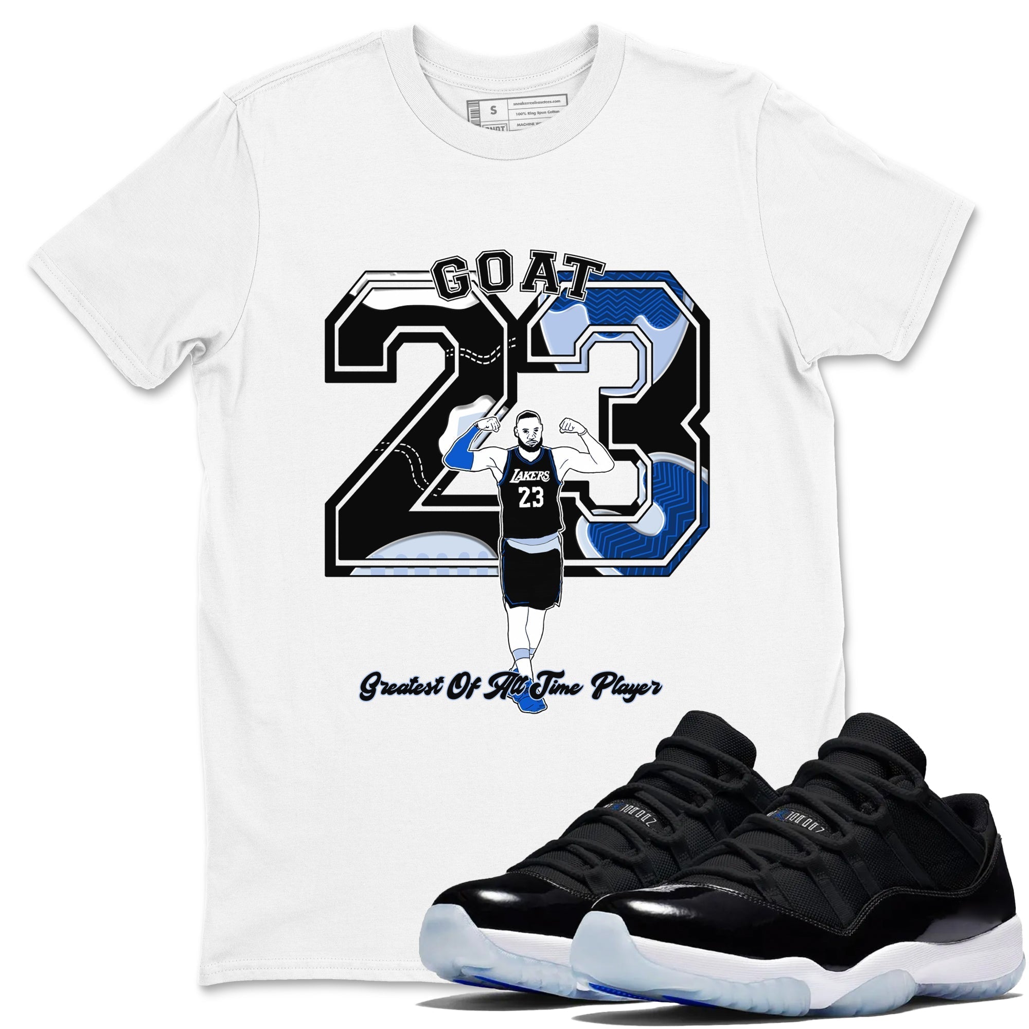 Goat Player snkmatch Tees - Air Jordan 11 Black and Varsity Royal