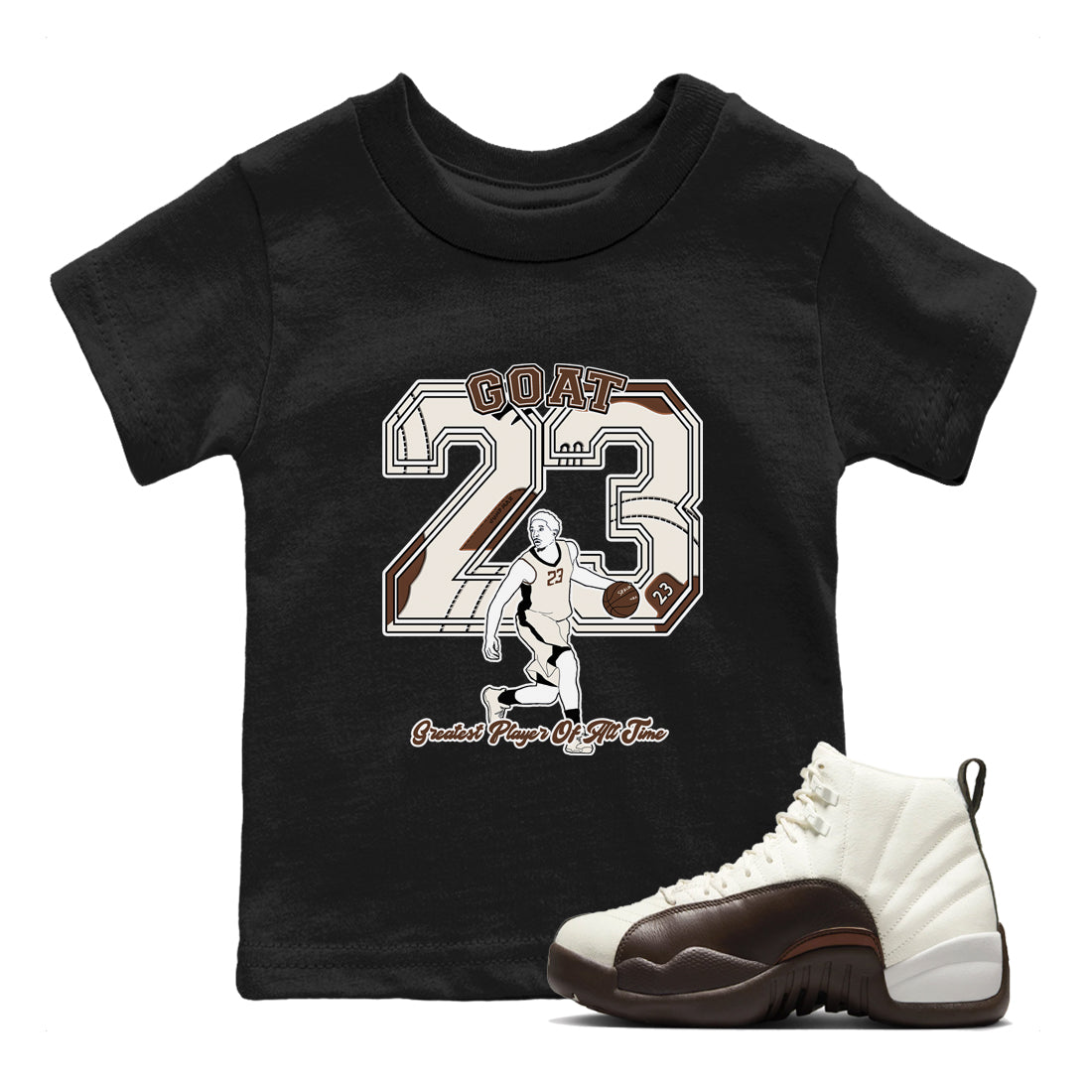 Goat Player snkmatch Tees Kids - Air Jordan 12 Baroque Brown