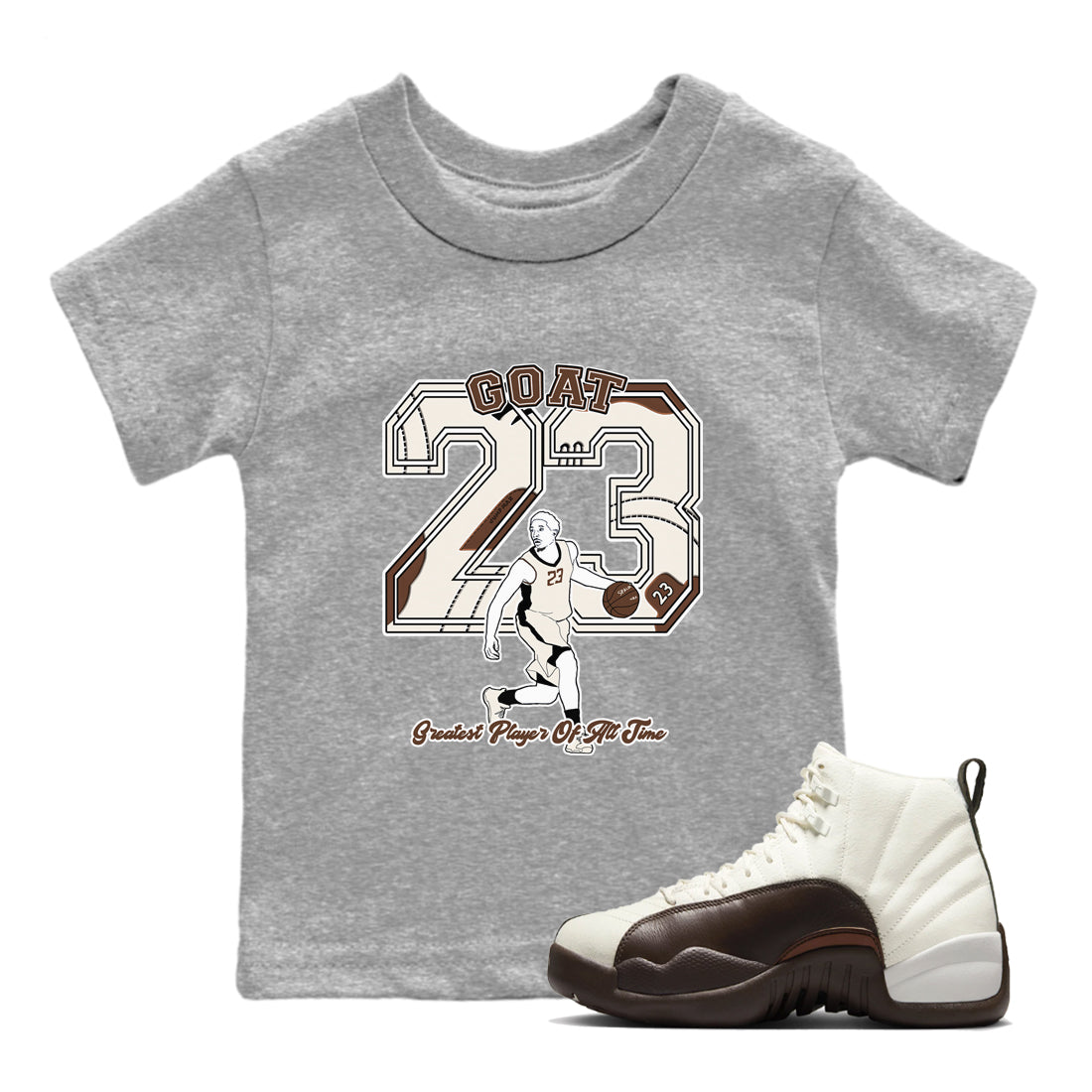Goat Player snkmatch Tees Kids - Air Jordan 12 Baroque Brown
