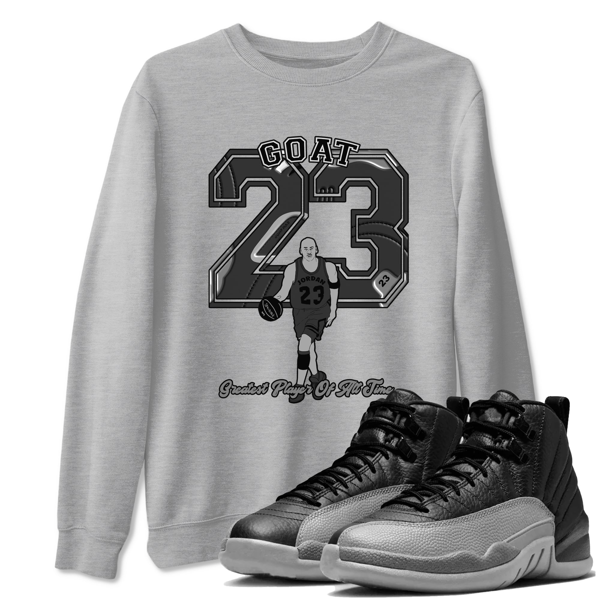 Goat Player snkmatch Tees - Air Jordan 12 Black Wolf Grey