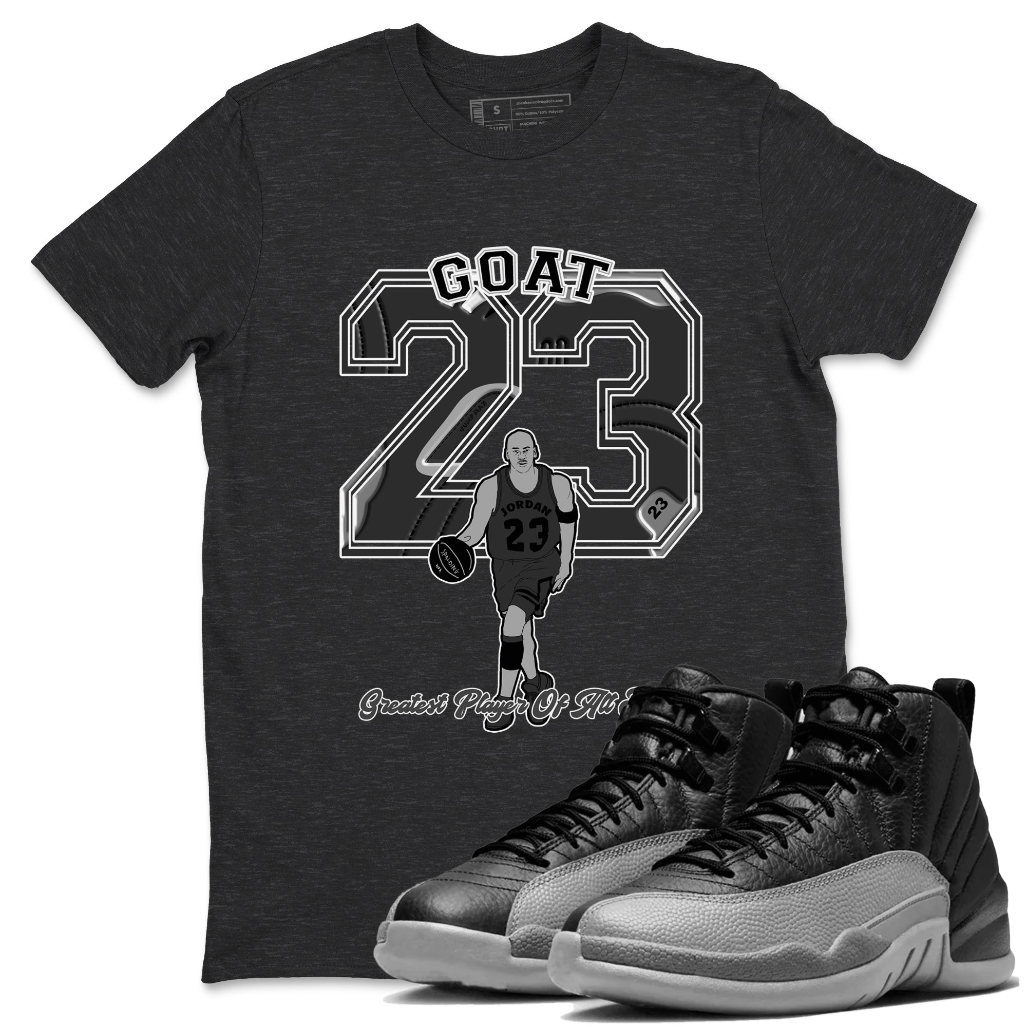 Goat Player snkmatch Tees - Air Jordan 12 Black Wolf Grey