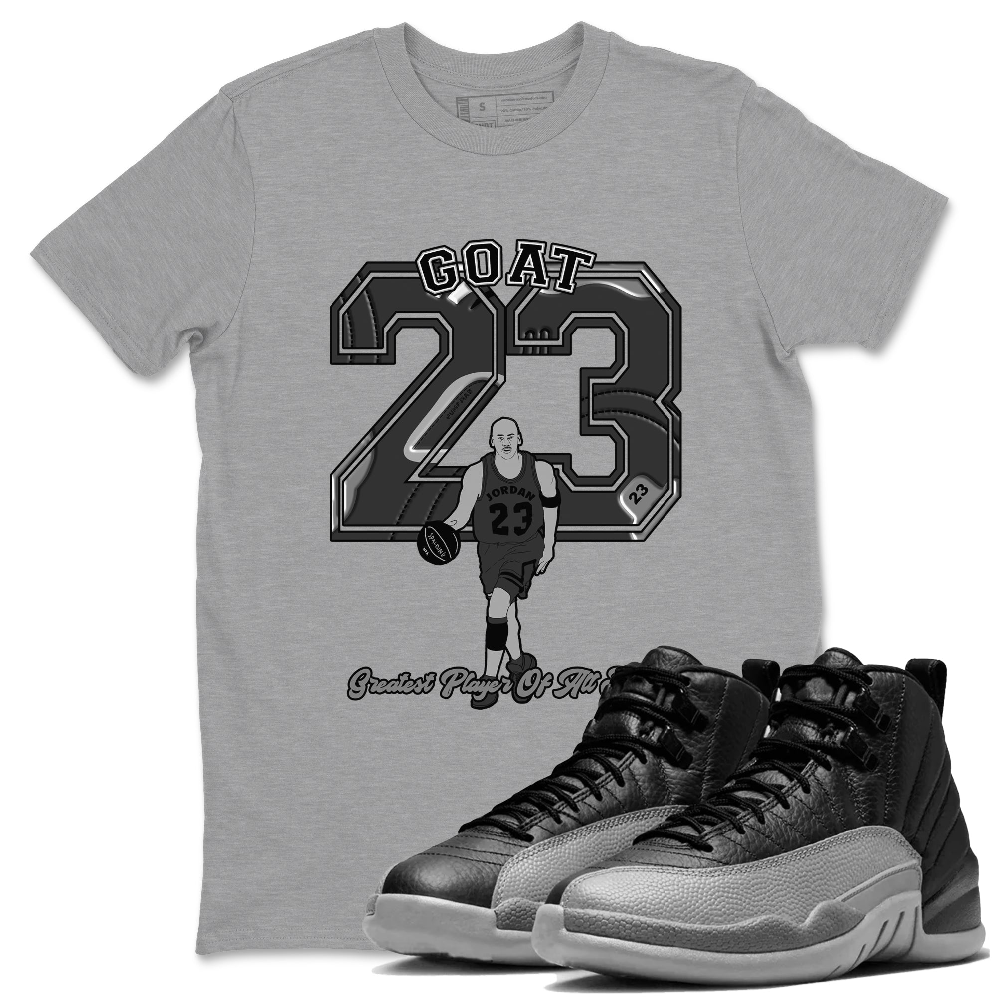 Goat Player snkmatch Tees - Air Jordan 12 Black Wolf Grey