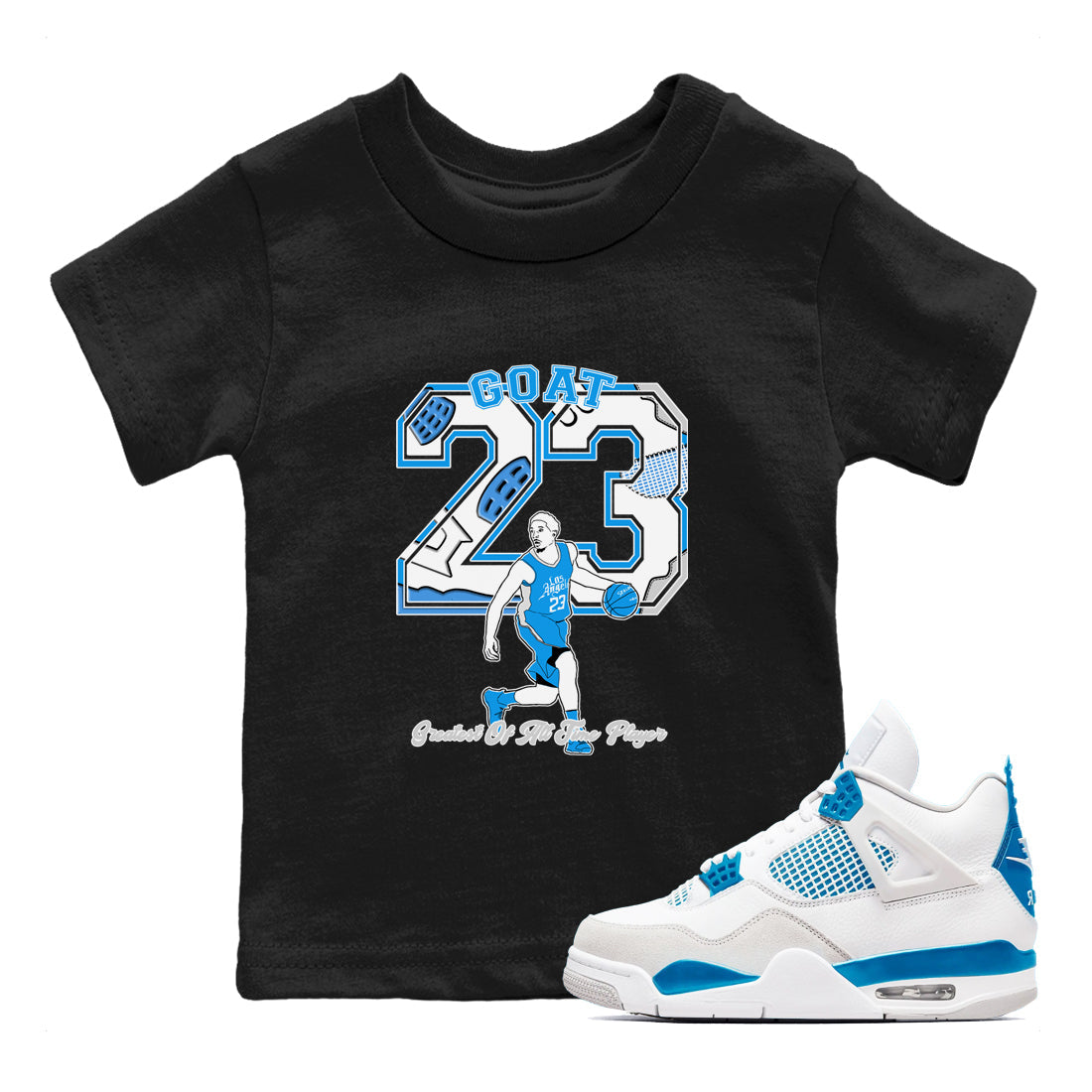 Goat Player snkmatch Tees Kids - Air Jordan 4 Military Blue