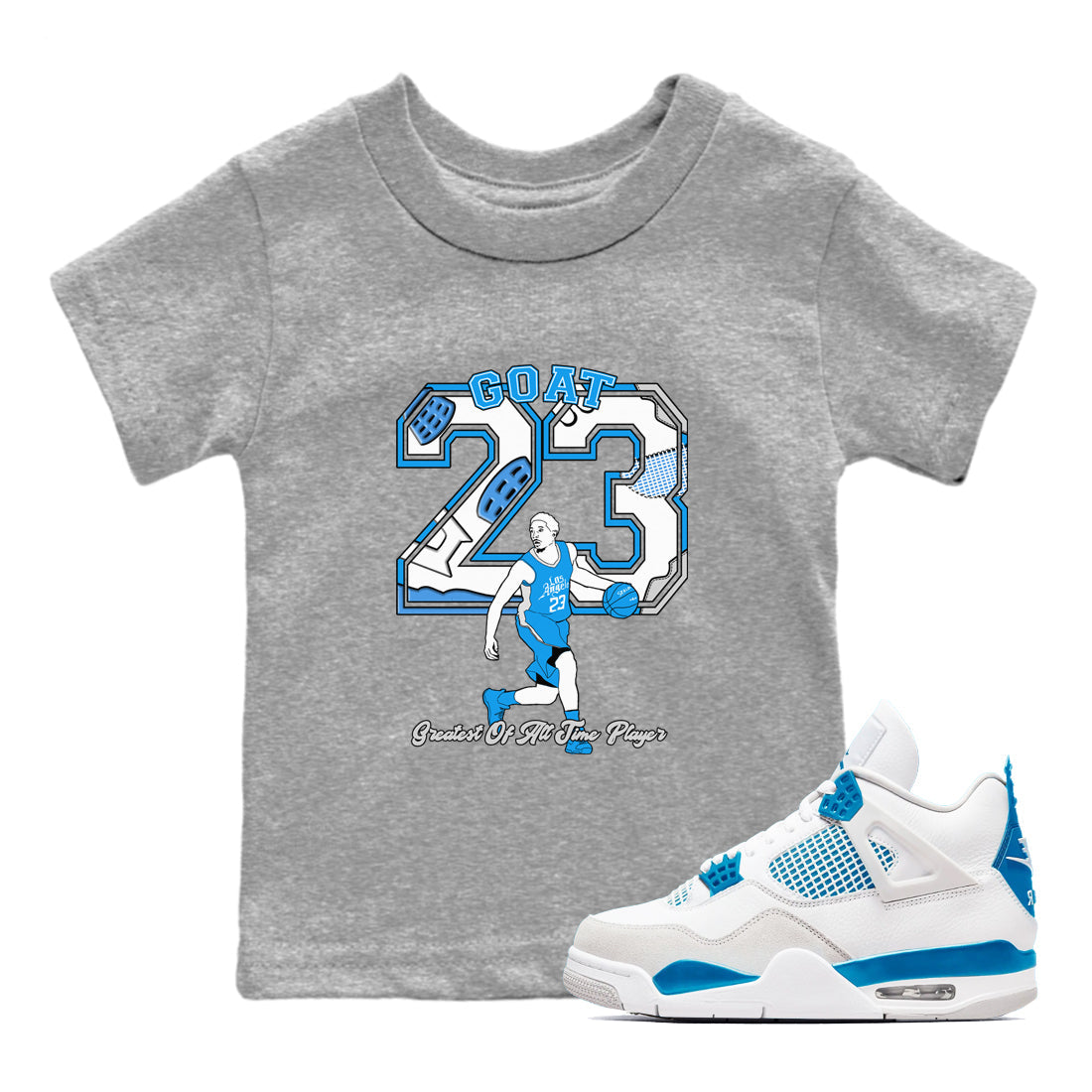 Goat Player snkmatch Tees Kids - Air Jordan 4 Military Blue