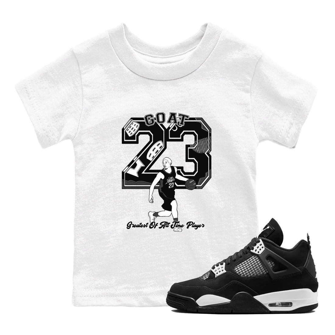 Goat Player snkmatch Tees Kids - Air Jordan 4 White Thunder
