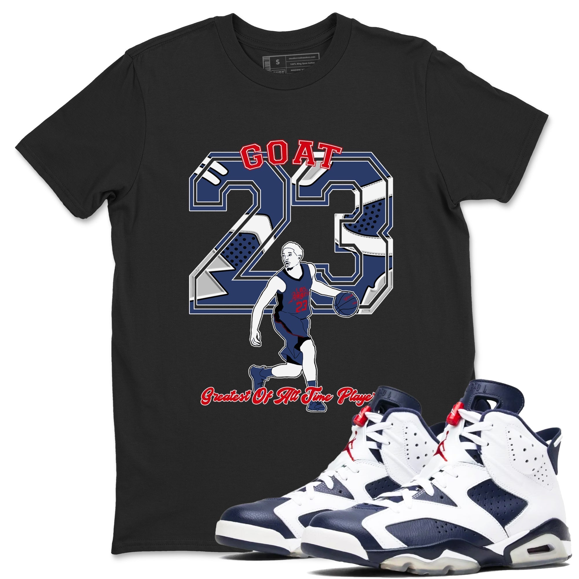 Goat Player snkmatch Tees - Air Jordan 6 White And Midnight Navy