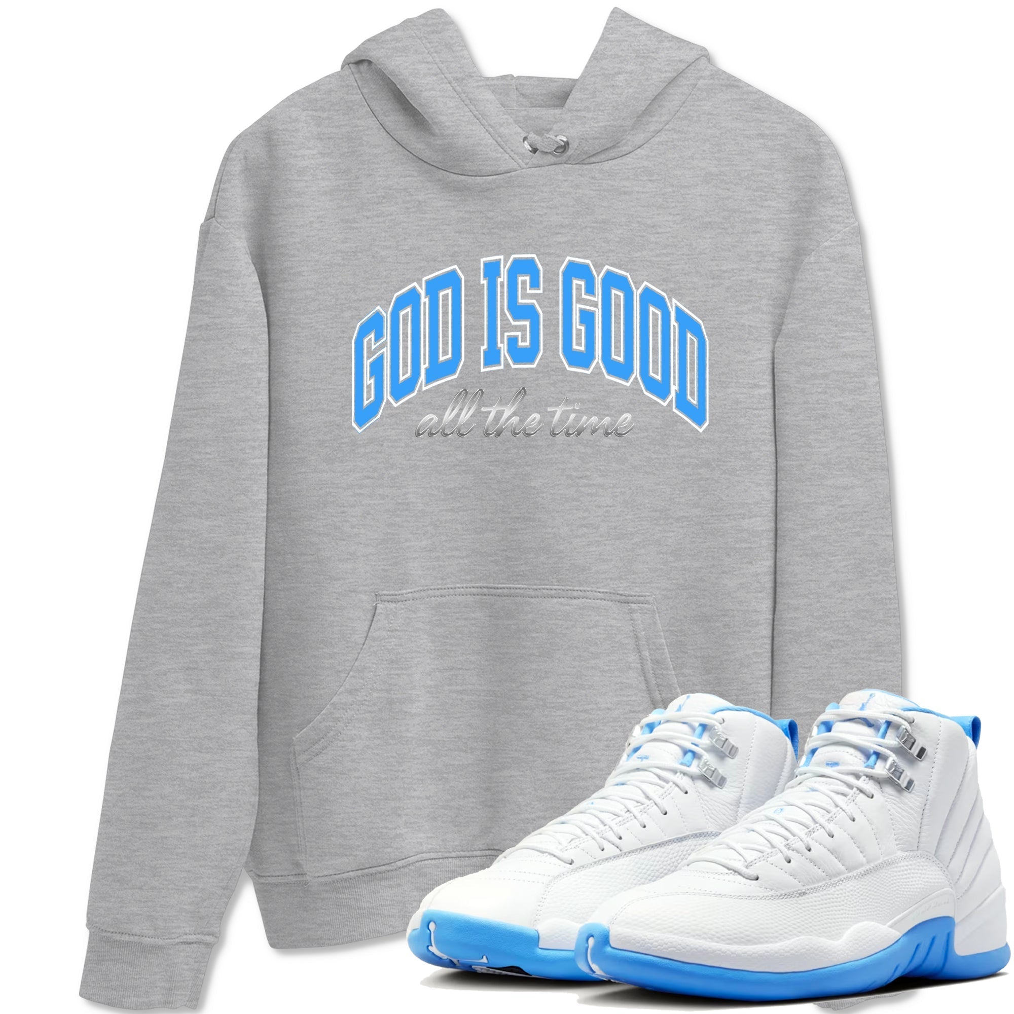 God Is Good snkmatch Tees - Air Jordan 12 White and University Blue