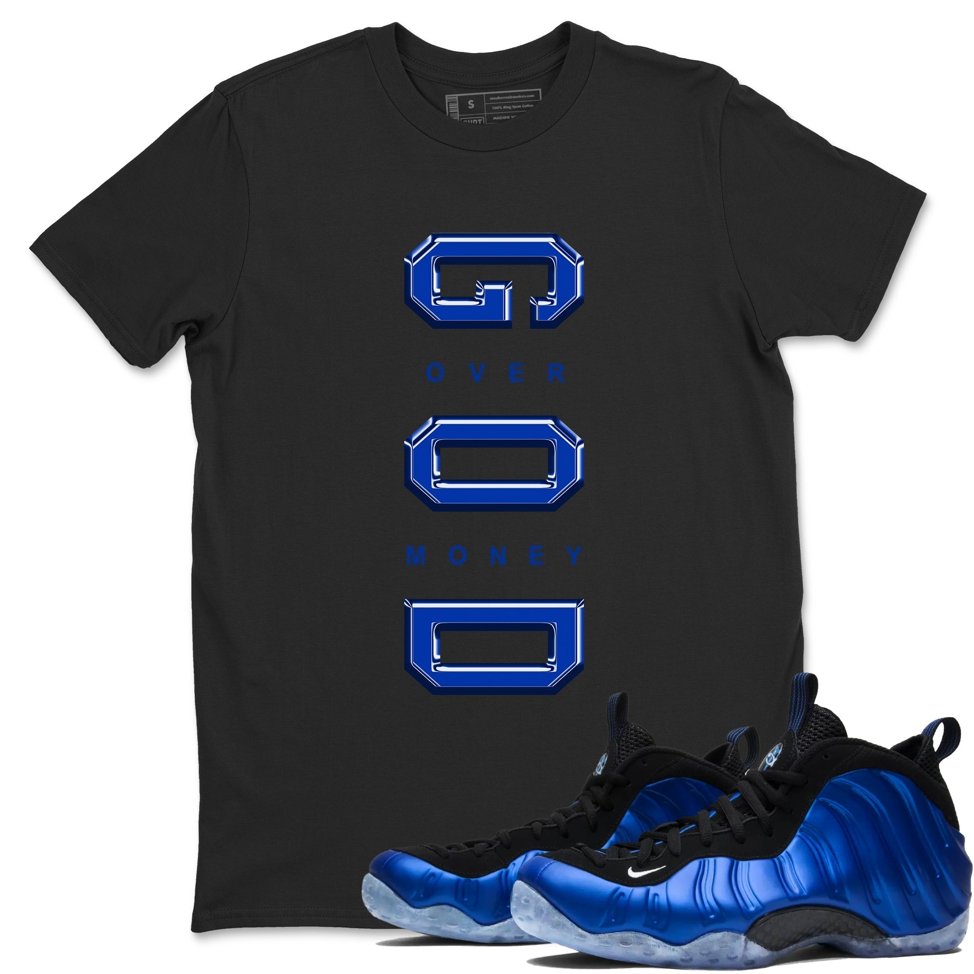 God Over Money snkmatch Tees - Air Foamposite One Royal