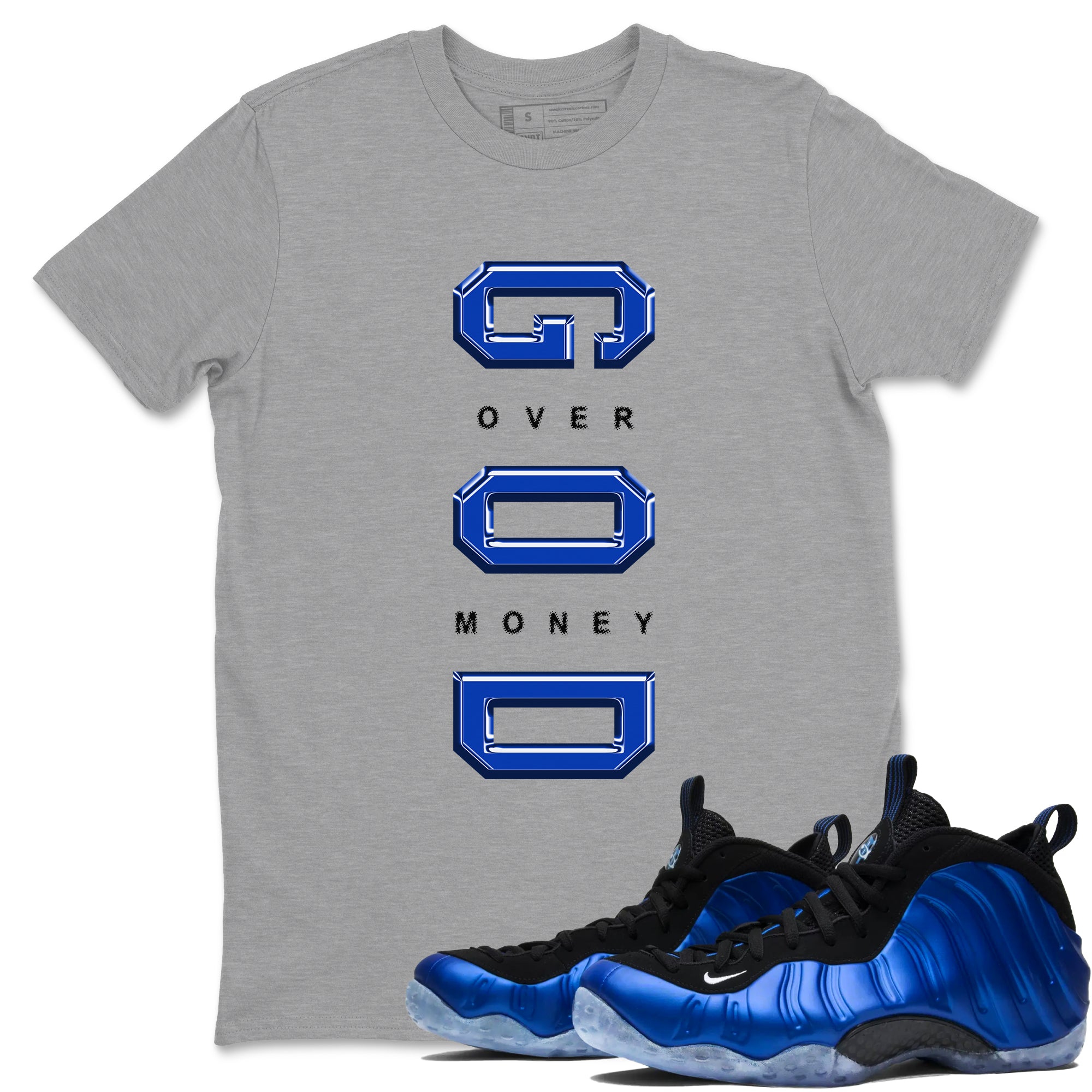 God Over Money snkmatch Tees - Air Foamposite One Royal