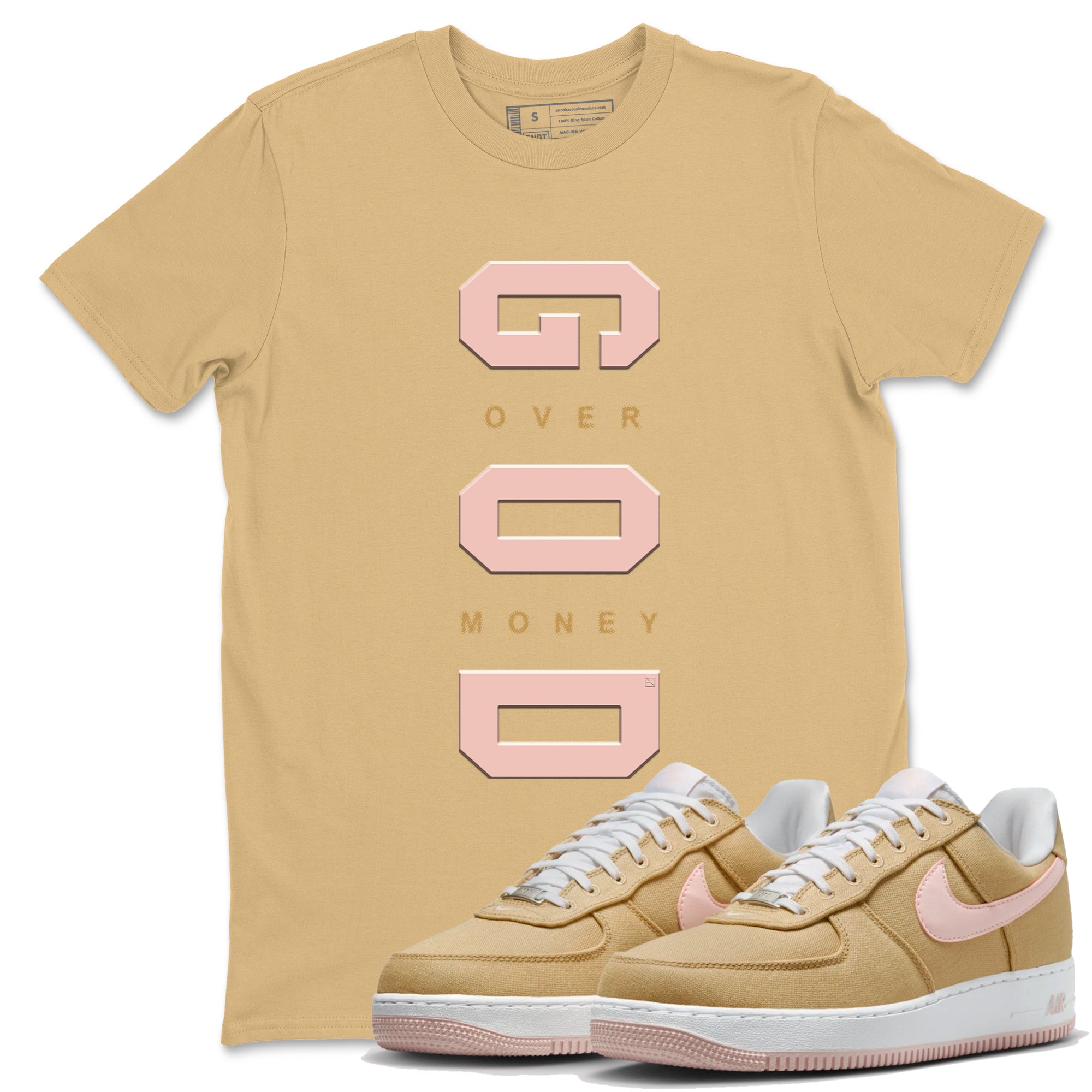 God Over Money snkmatch Tees - Air Force 1 Linen
