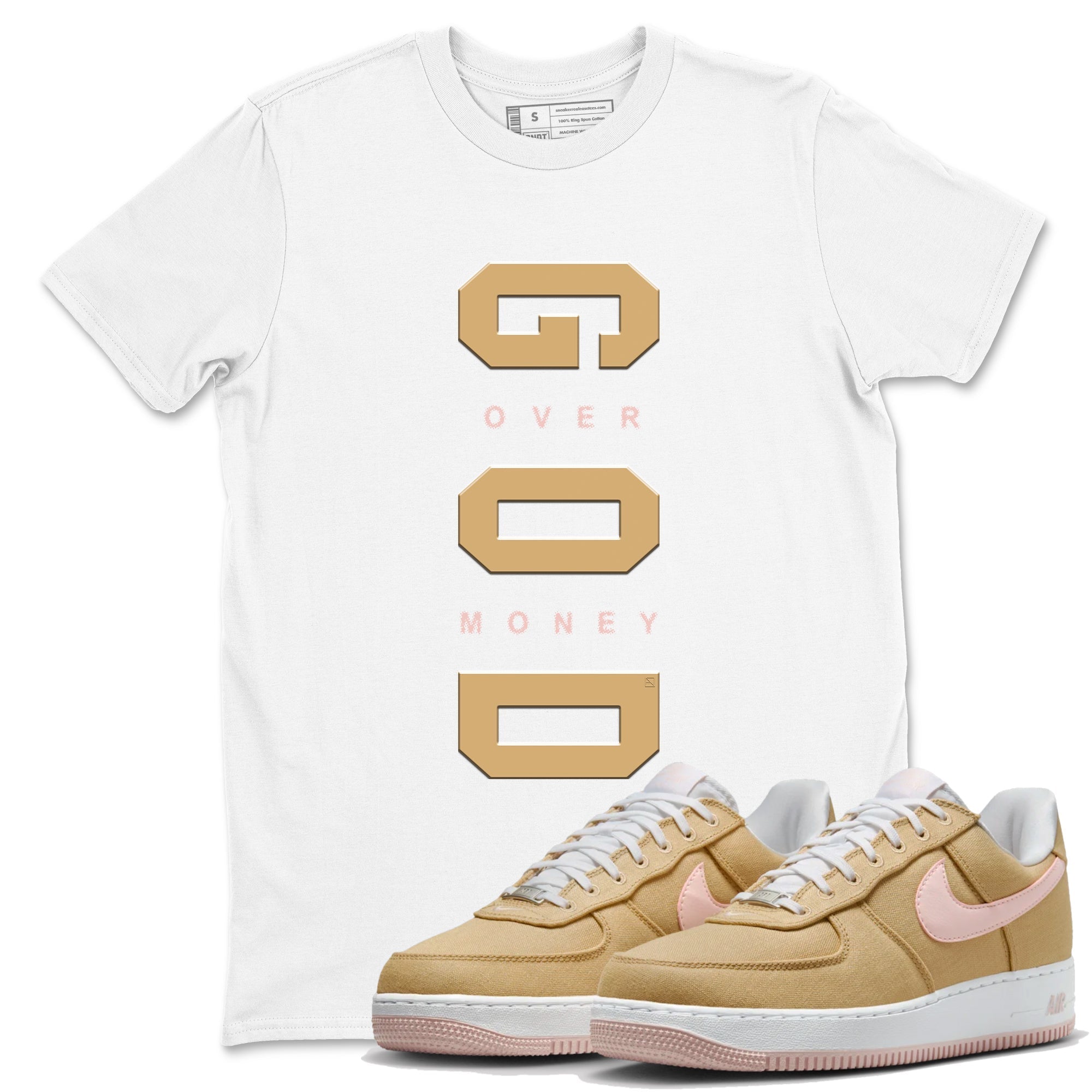 God Over Money snkmatch Tees - Air Force 1 Linen