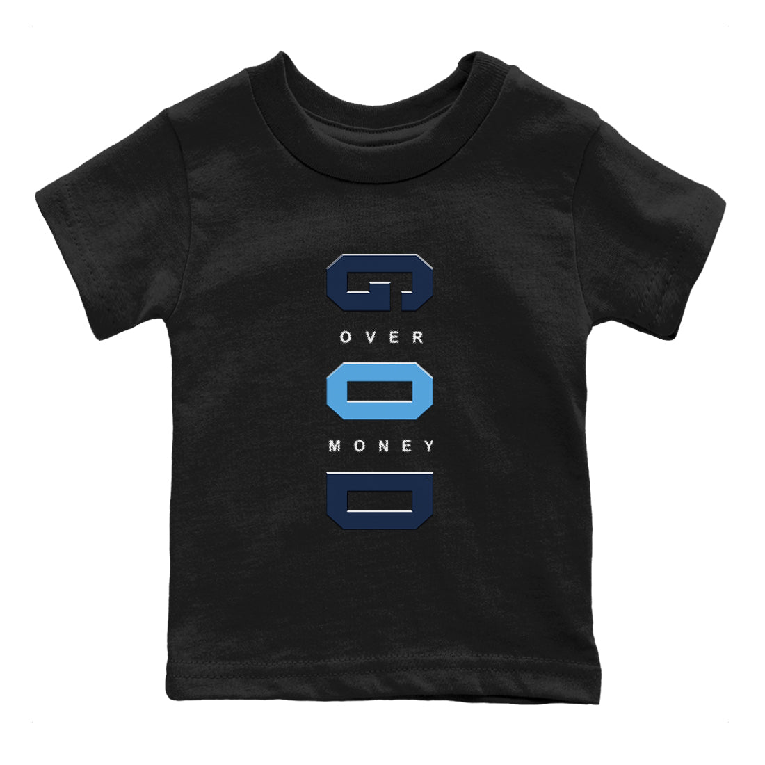 God Over Money snkmatch Tees Kids - Air Jordan 1 Low OG Obsidian