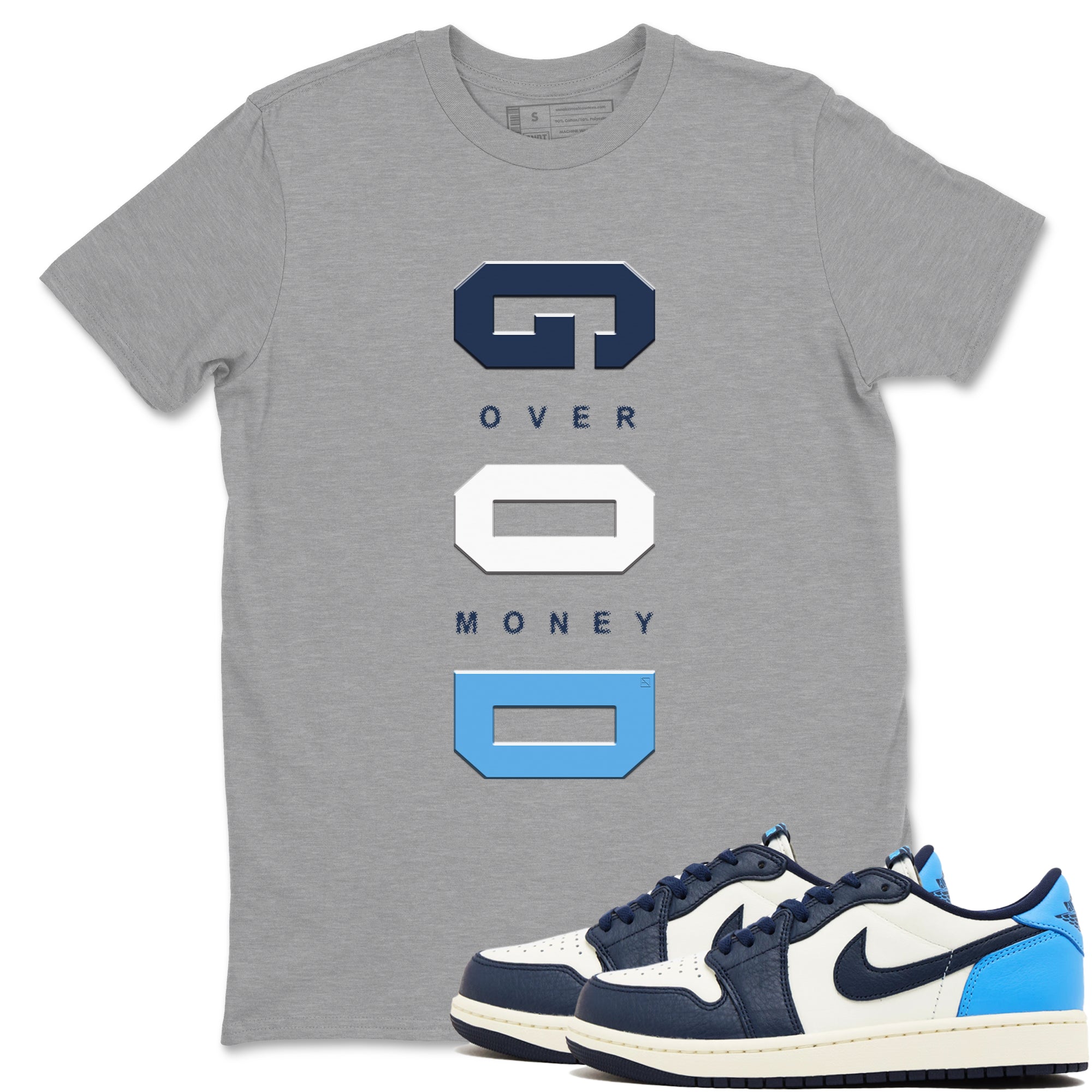 God Over Money snkmatch Tees - Air Jordan 1 Low OG Obsidian